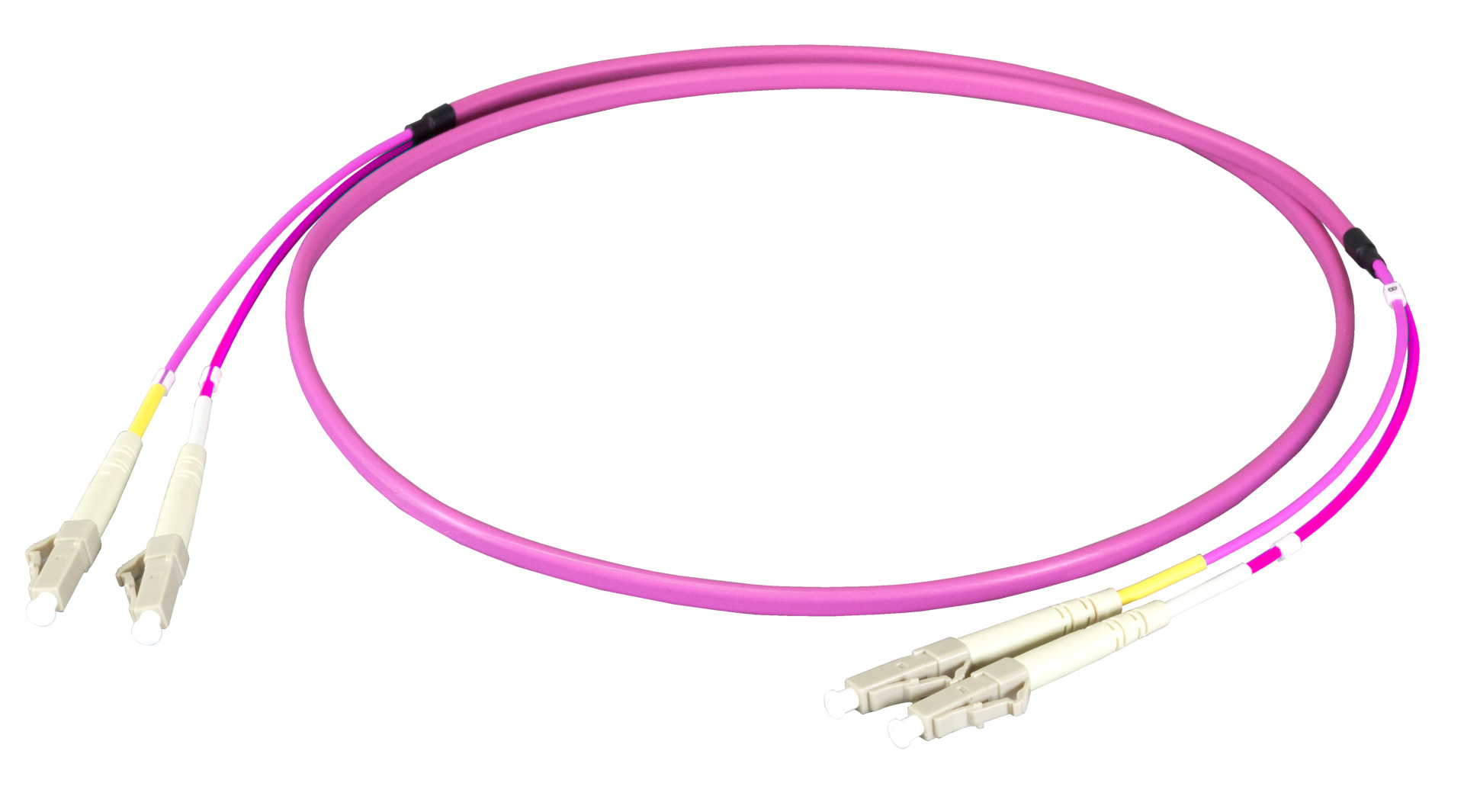 Duplex Jumper LC-LC 50/125µ, OM4, LSZH, erica violet, Flat Twin 3x5mm, 30m