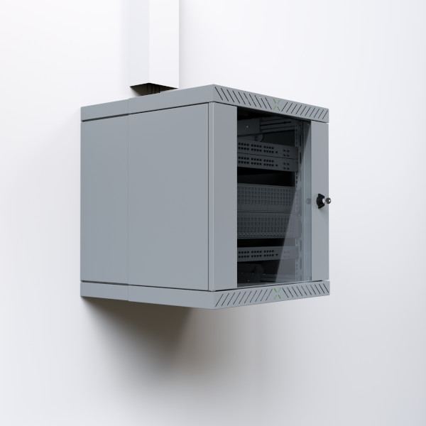 X-Rack hangs on the wall with outer cover and door closed when depth is extended X-Rack hangs on the wall with outer cover and door closed when depth is extended