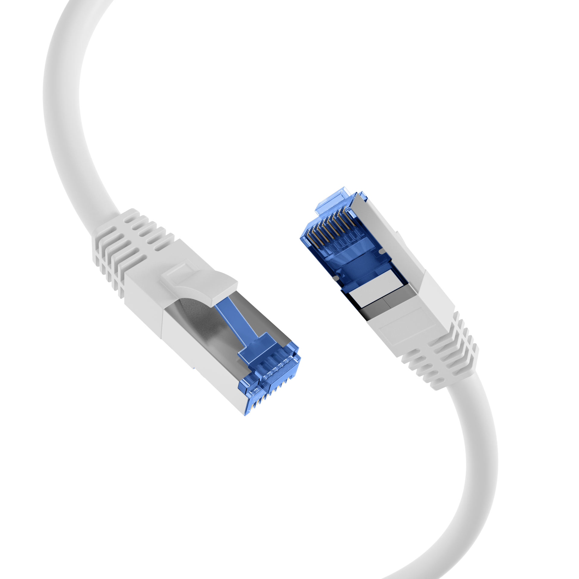 RJ45 Patchkabel Cat.6A S/FTP TPE Cat.7 Rohkabel superflex weiß 0,25m