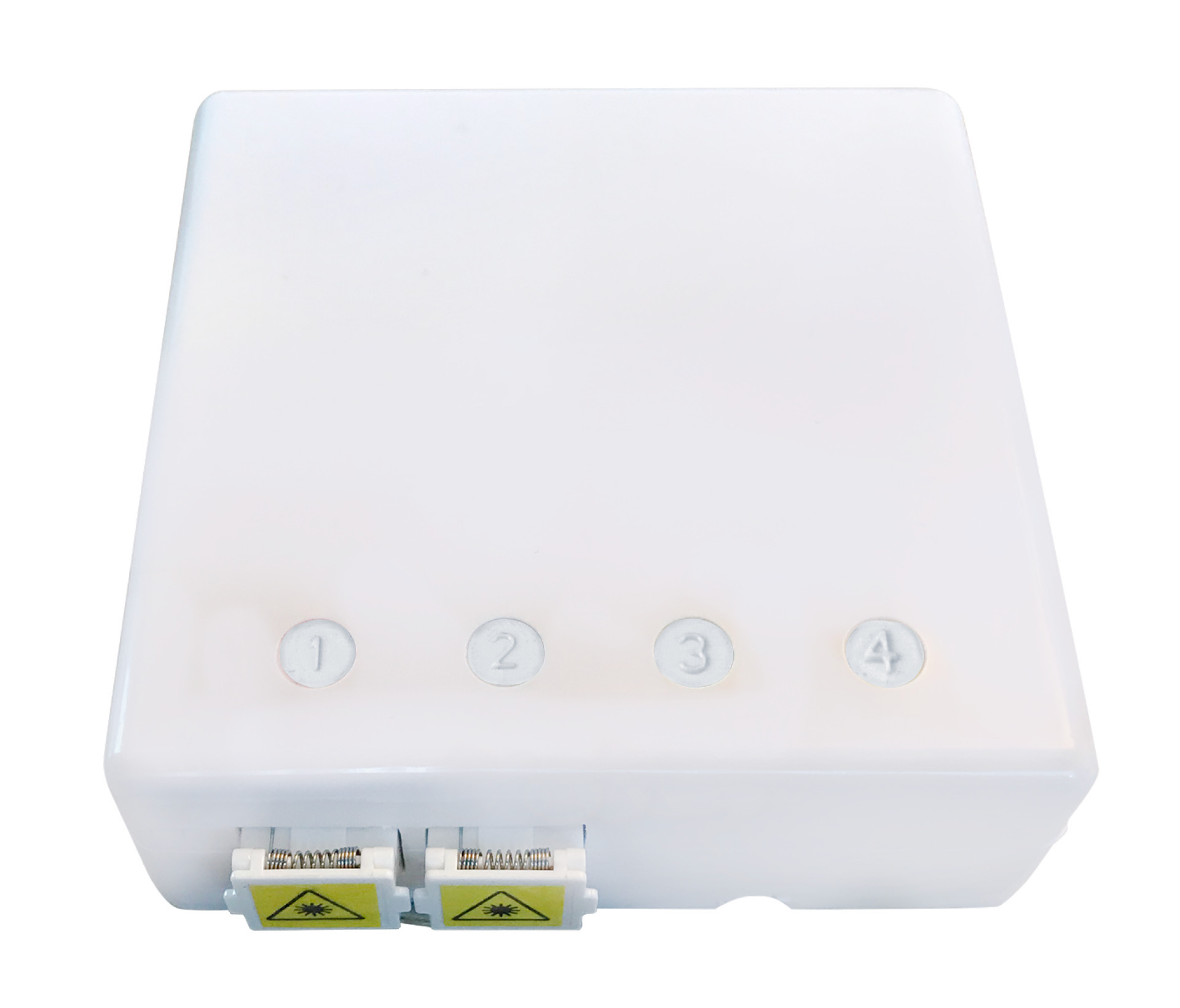 FTTH Box für 4 Kupplungen SC-S oder LC-D 80x80 mit Kabelführung, Schrumpfversion