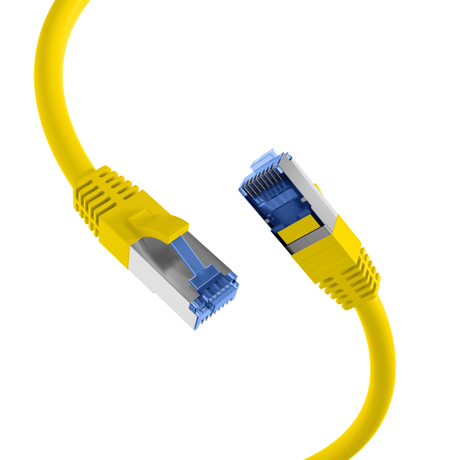 RJ45 Patchkabel Cat.6A S/FTP TPE Cat.7 Rohkabel superflex gelb 0,15m