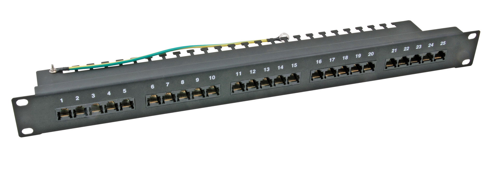 Patch Panel 25 x RJ45 8/4 1HE ISDN, RAL7035, Cat. 3