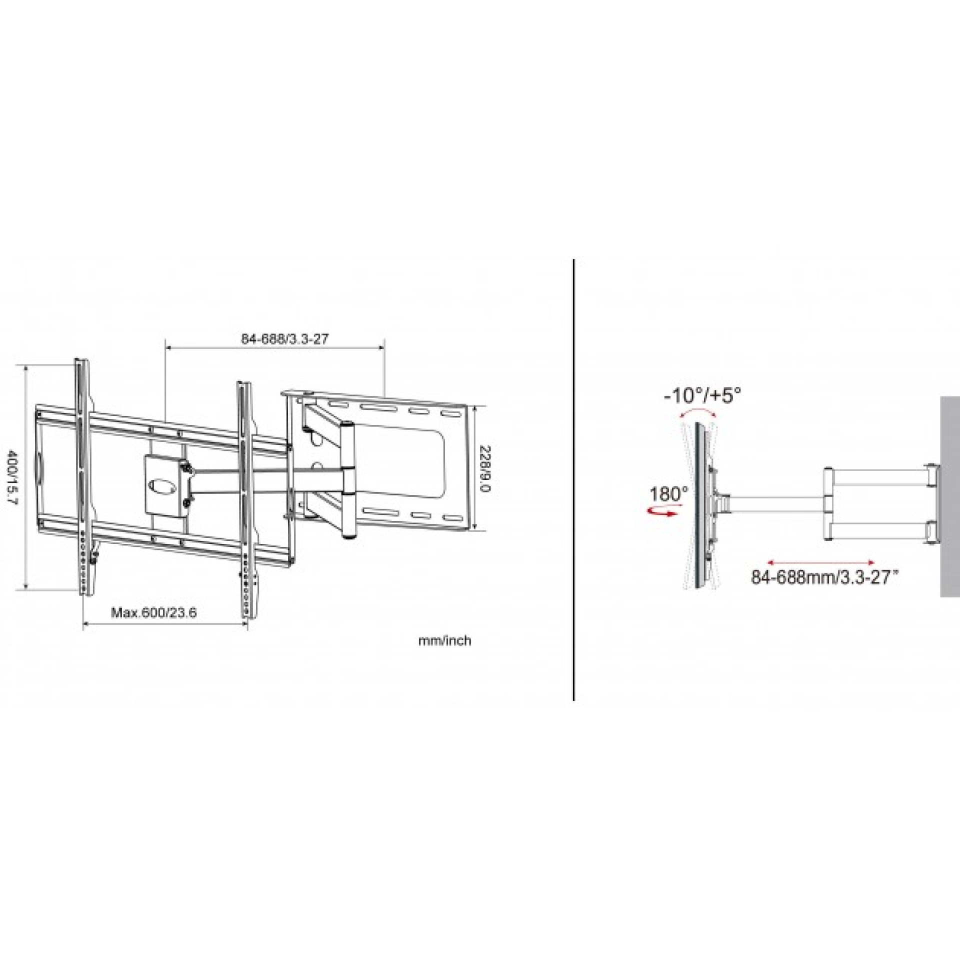 Wandhalterung für 1 LCD TV LED 32"-70", Slim