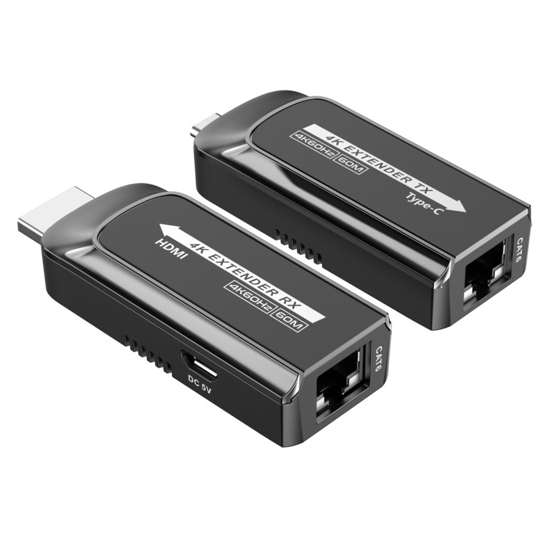 Techly USB-C auf HDMI 4k 120Hz Extender über Cat.6/6A/7-Kabel 60m