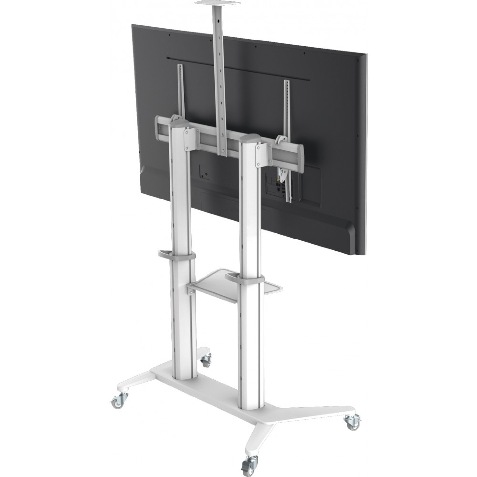 Ultra modern TV trolley made of aluminium, white, for TVs from 70" to 120"