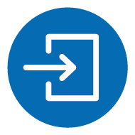 Icon with arrow pointing to the right into a door Icon with arrow pointing to the right into a door