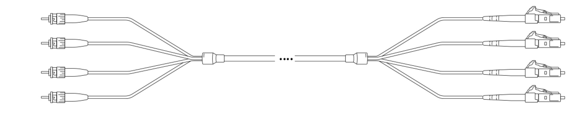 Breakout I-V(ZN) HH OM4 50/125µm ST/LC 2G 1,0m