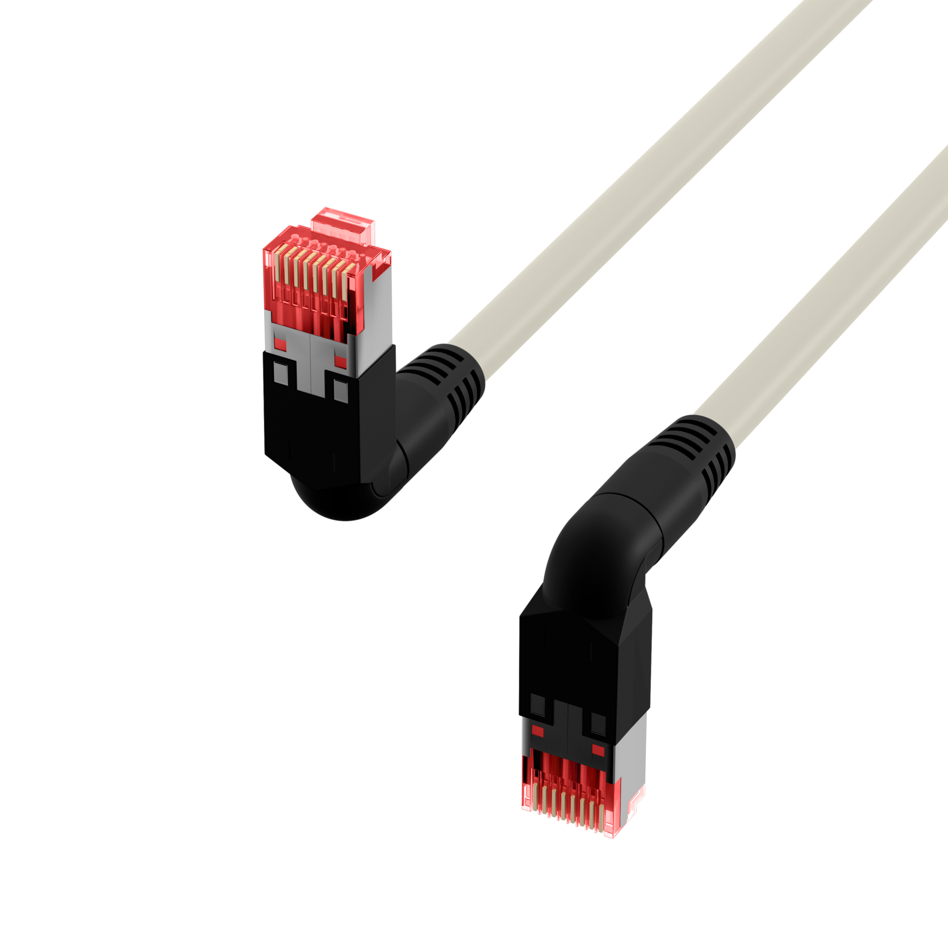 RJ45 Patchkabel Cat.6A S/FTP LSZH  Draka UC900 TM21 2x90° grau 15m