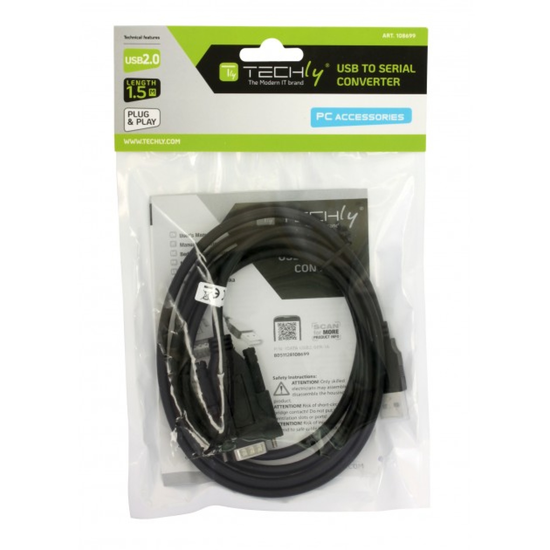 Converter Cable USB 2.0 to Dsub9/RS-232, 1.5 m