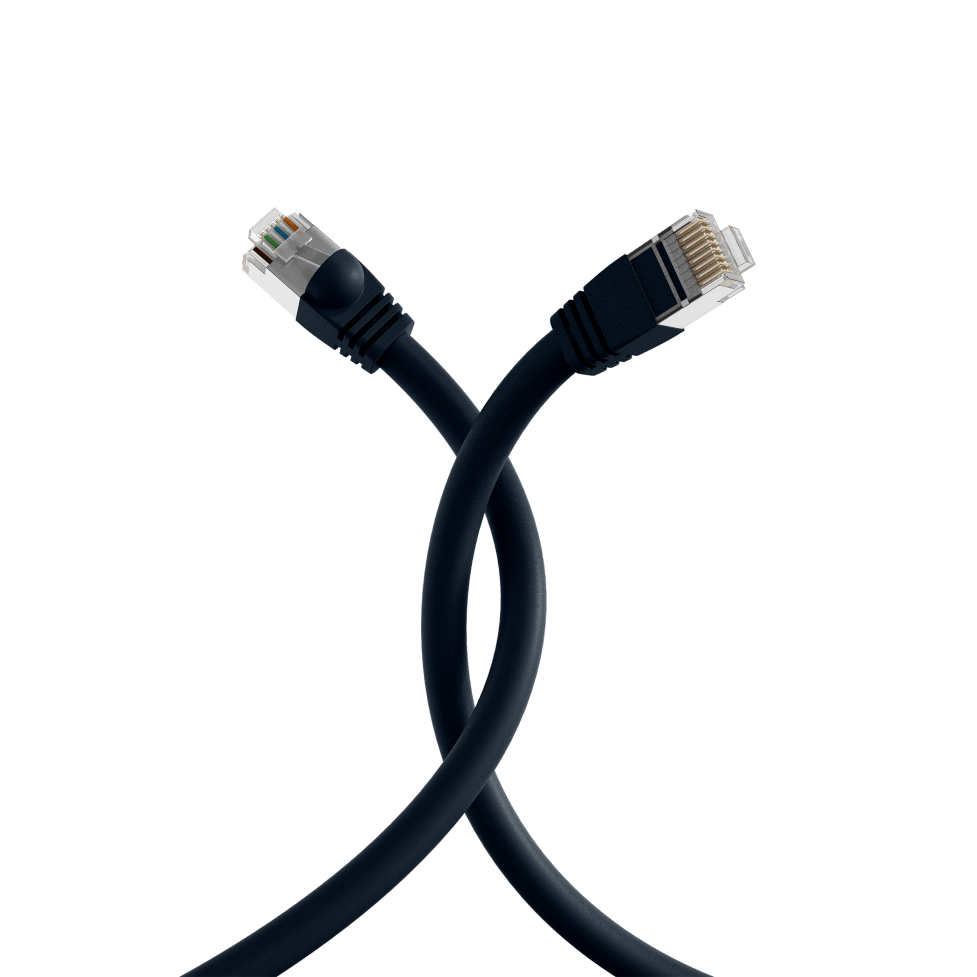 RJ45 Patchkabel S/FTP, Cat.6, PVC, kurze Tülle, UL, 2m, schwarz