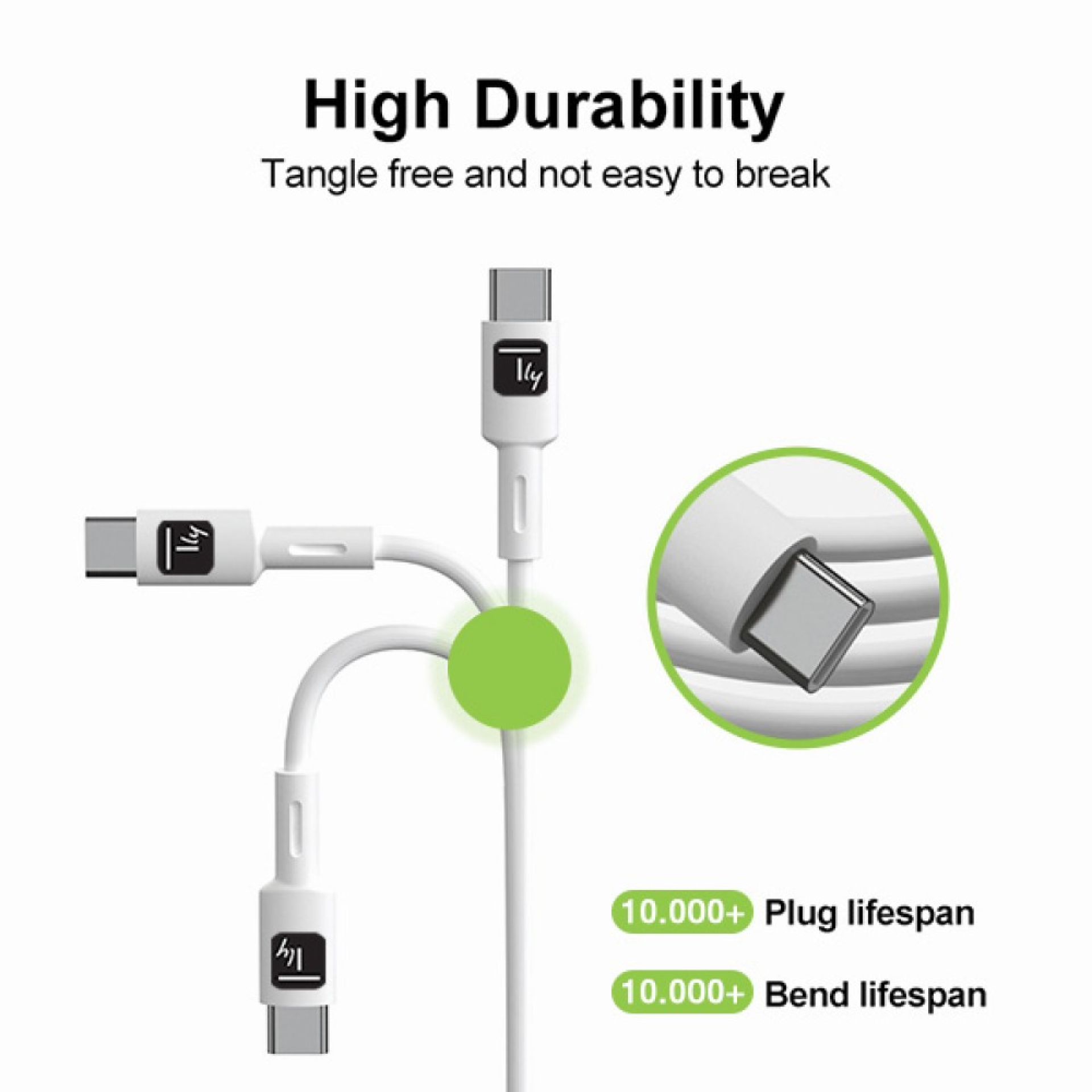 Techly USB-C Stecker 2.0 Kabel, 1m weiß