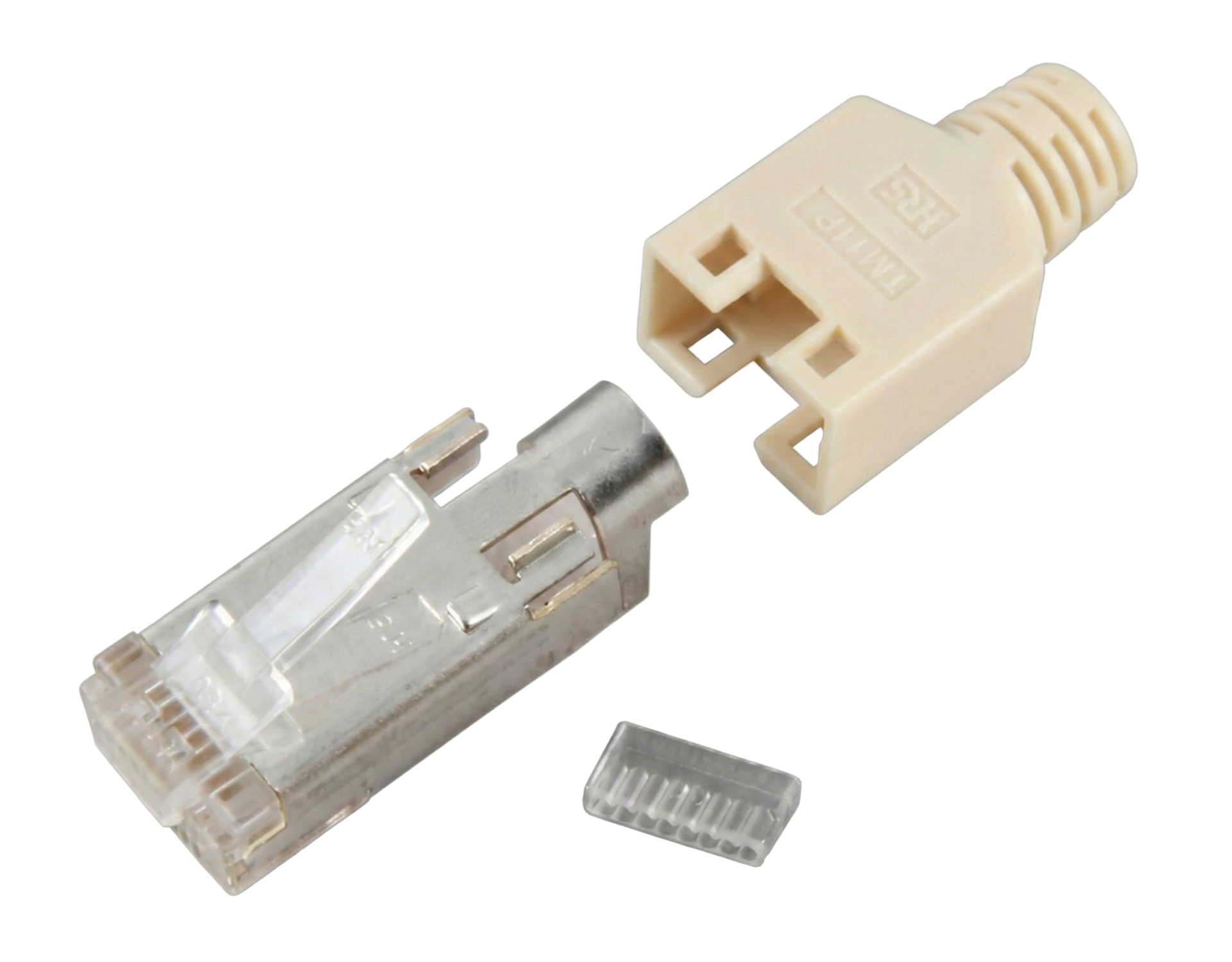 RJ45-Hirose Stecker STP, TM11 beige, 100 Stück, 3 Elemente, Cat. 5e