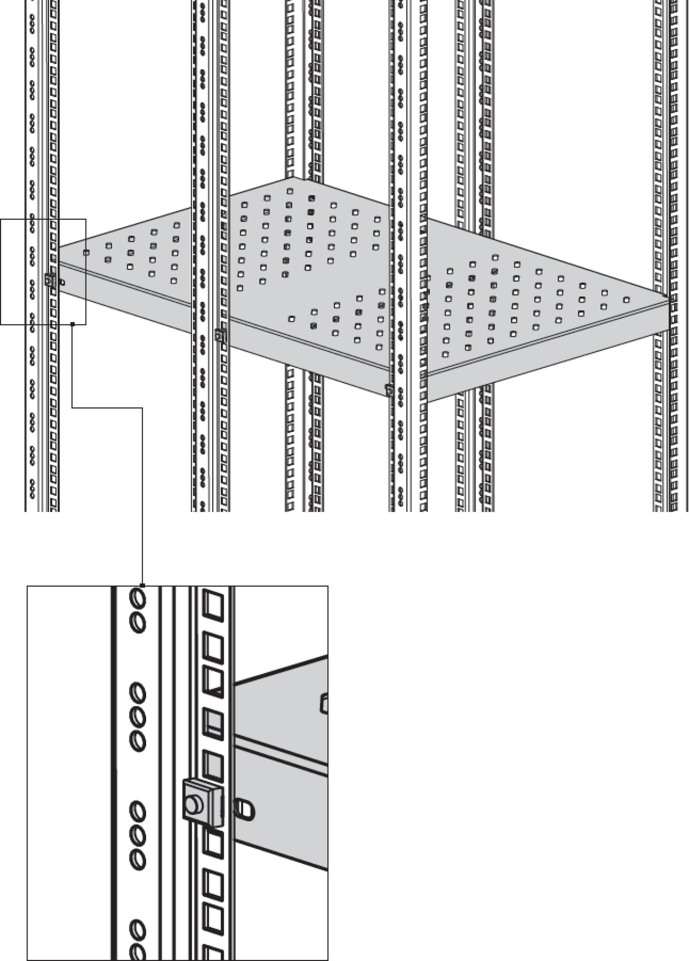 Heavy-Duty Shelf, Fixed, 6 x Side Mounting, 200 kg, RAL9005