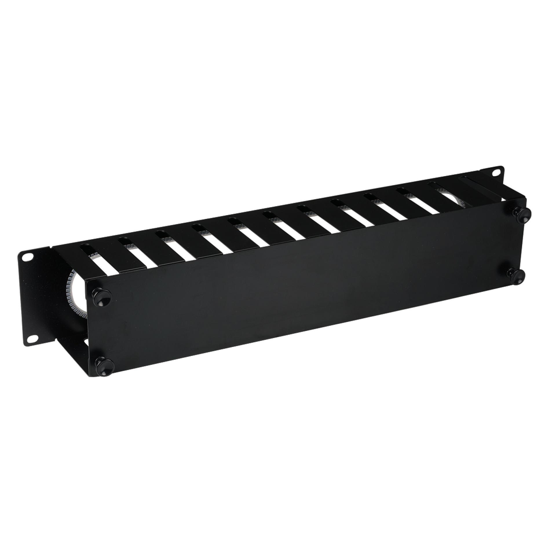 19" 2U Cable Routing Panel with Cover, RAL7035