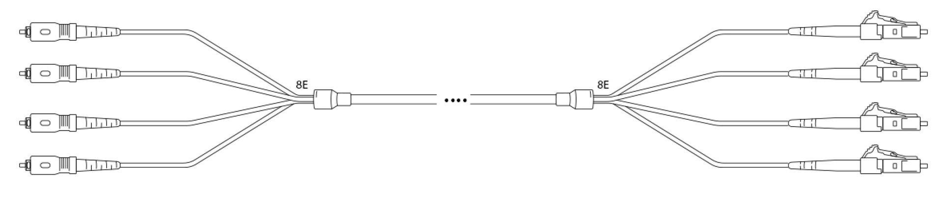 Breakout I-V(ZN) HH OS2 9/125µm SC/LC 12E 1,0m