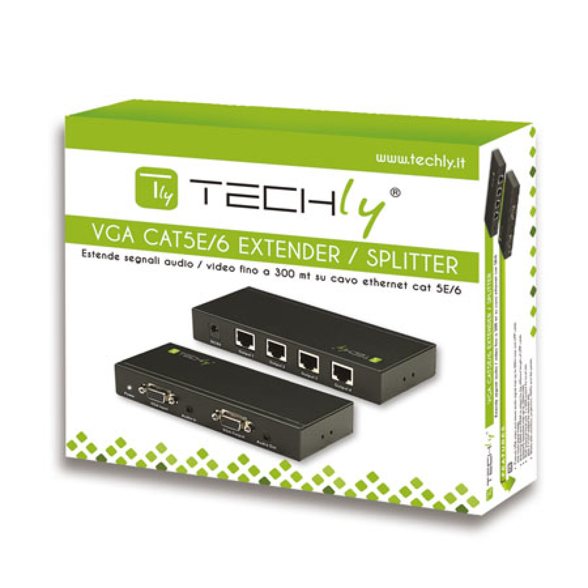 VGA Extender/Audio-/Video-Splitter Cat. 5e/6 - Sender 4xRJ45, 300m