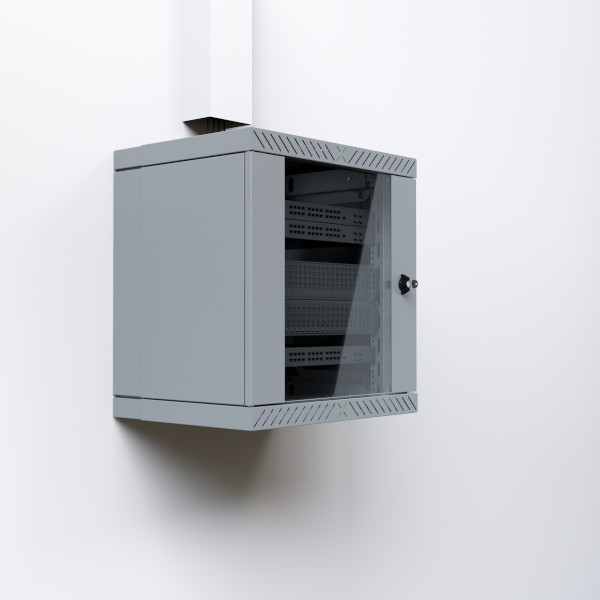 X-Rack hangs on the wall with outer cover and door closed when depth is retracted X-Rack hangs on the wall with outer cover and door closed when depth is retracted