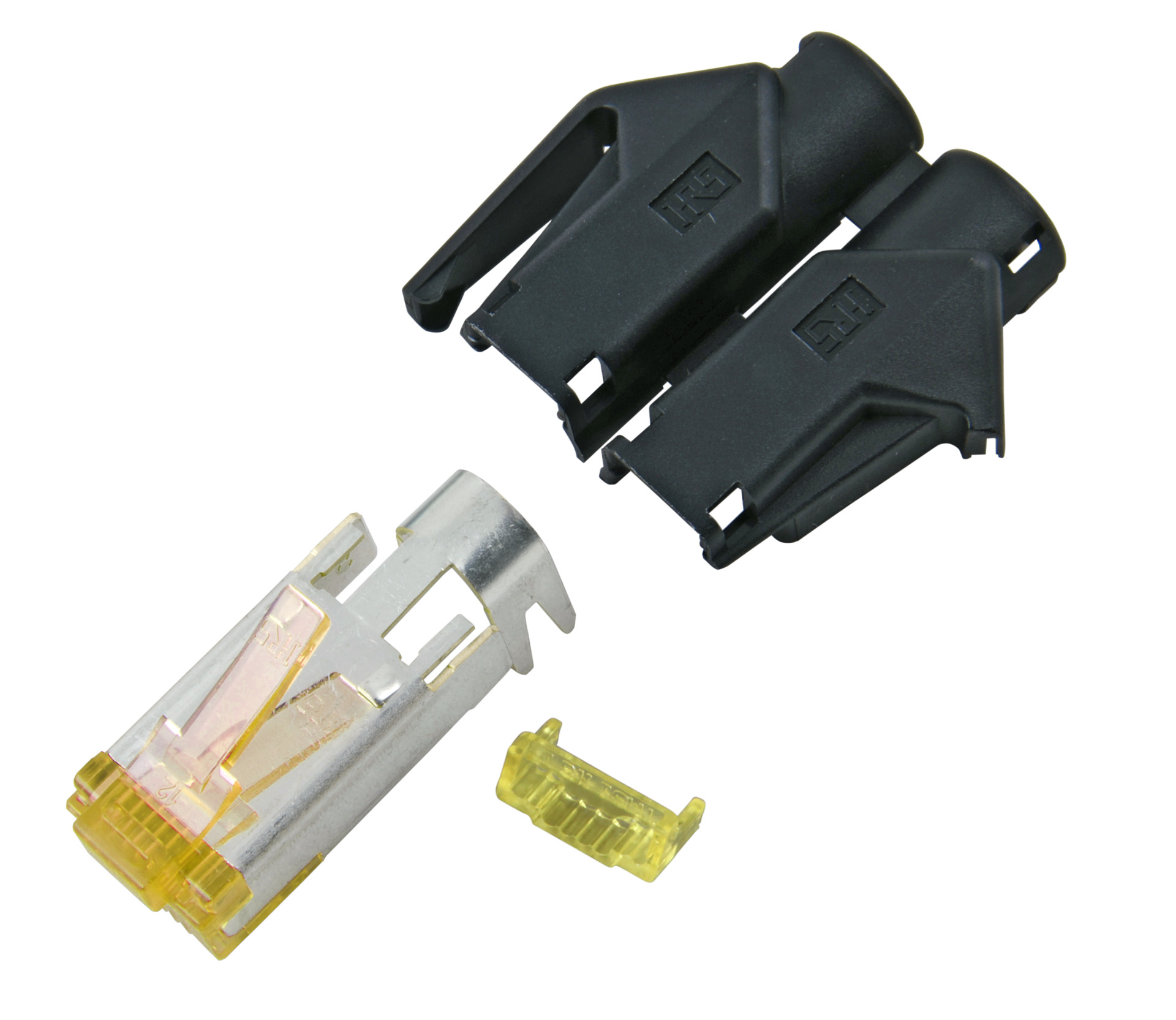 RJ45-Hirose Stecker STP, TM31 schwarz, 50 Stück, 3 Elemente, Cat.6A