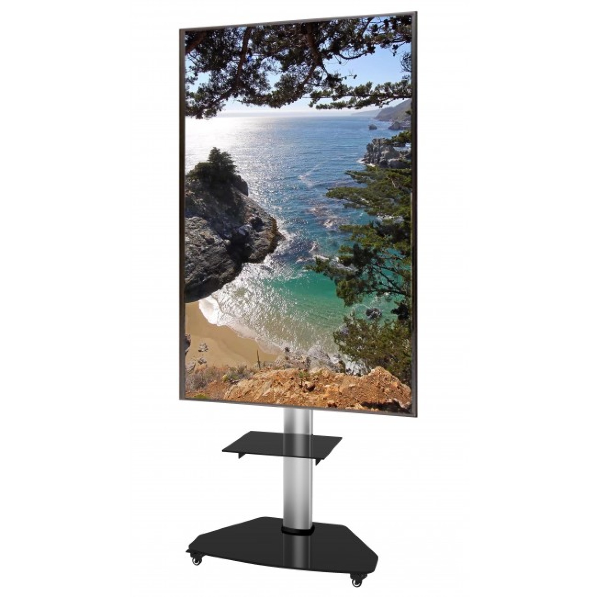 TV Trolley for LCD LED TV 37-70" silver, with shelve