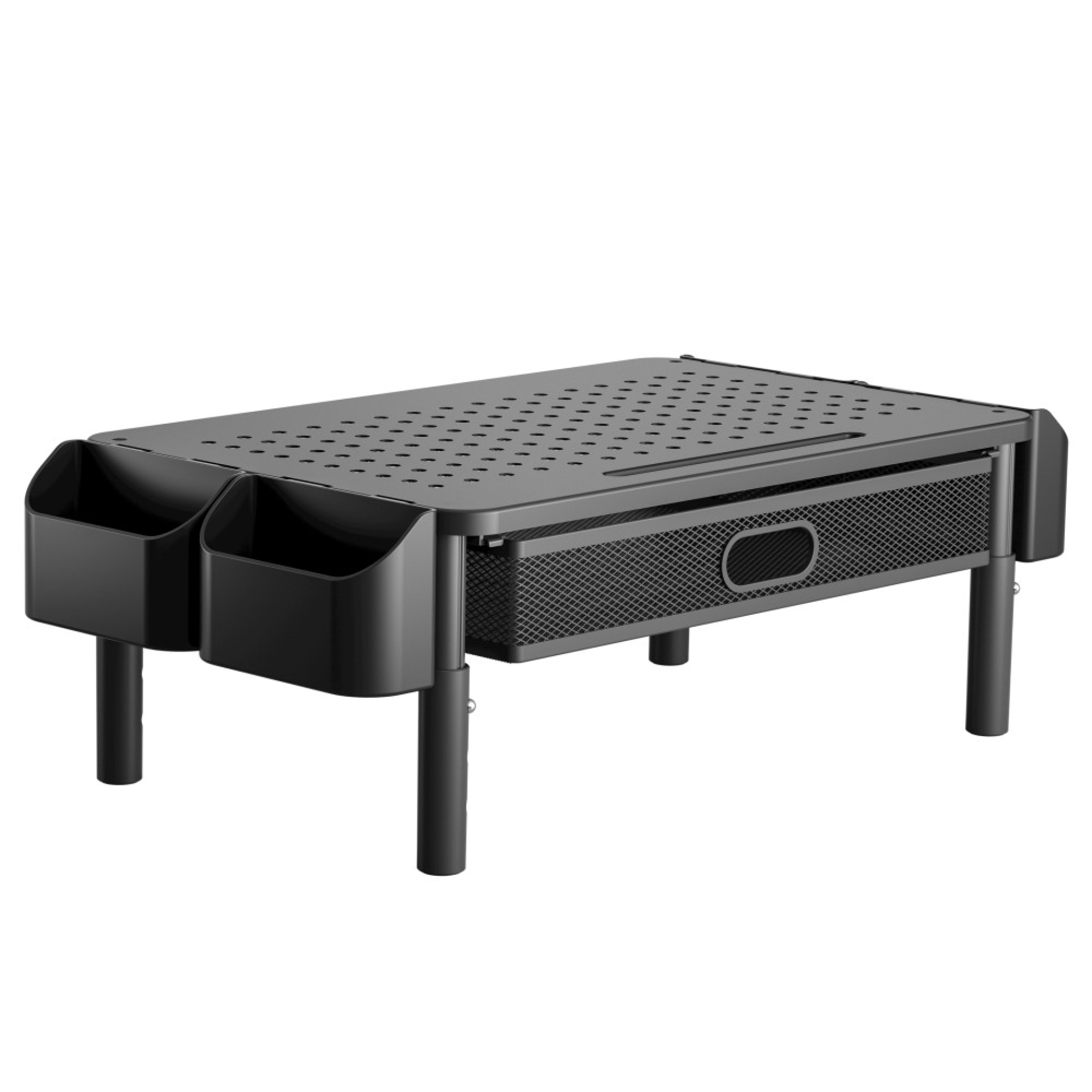 Ergonomic monitor stand with drawer, 3-way height adjustable