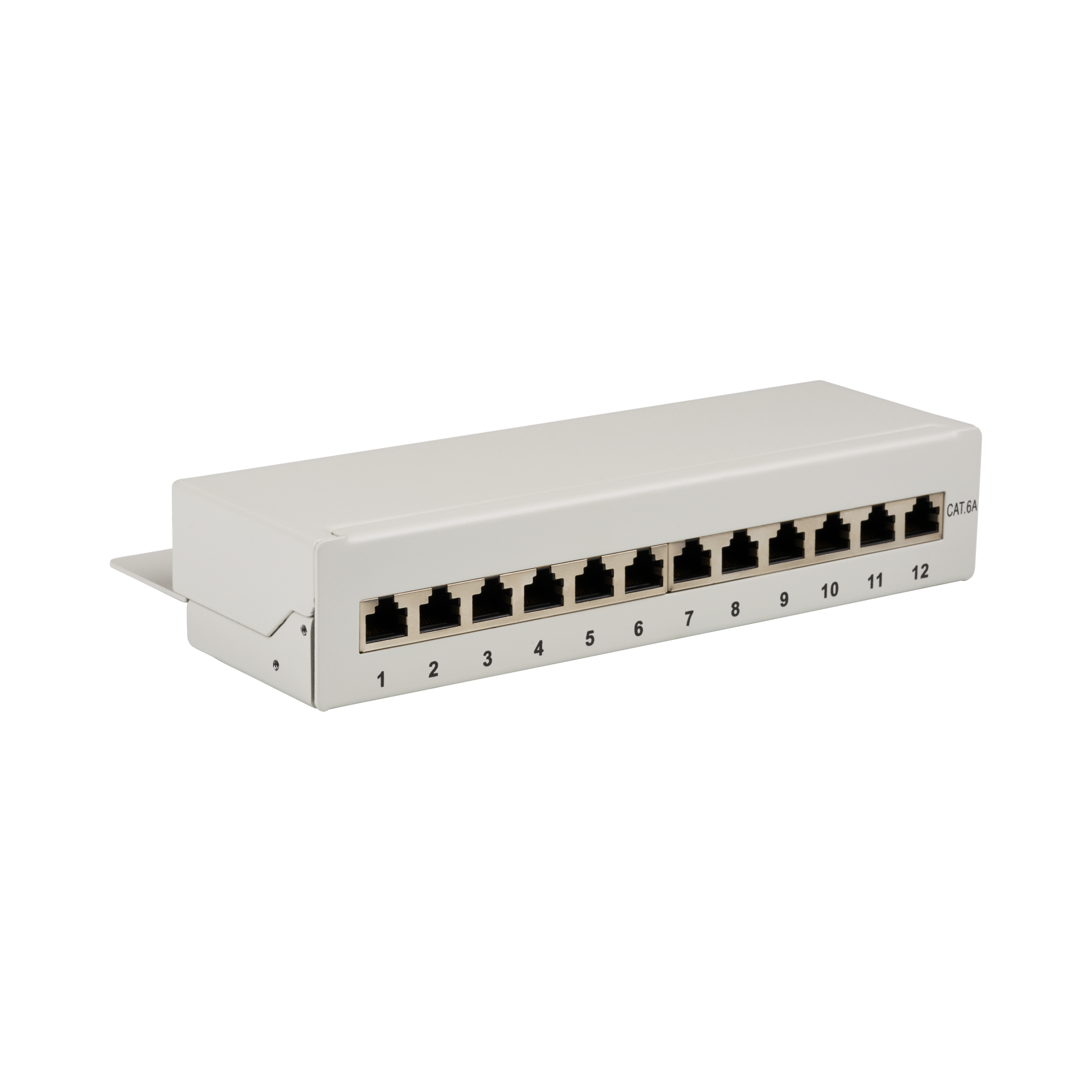 Mini-Patchpanel STP 12xRJ45 Cat.6A, 10“ 1U, RAL7035 grey