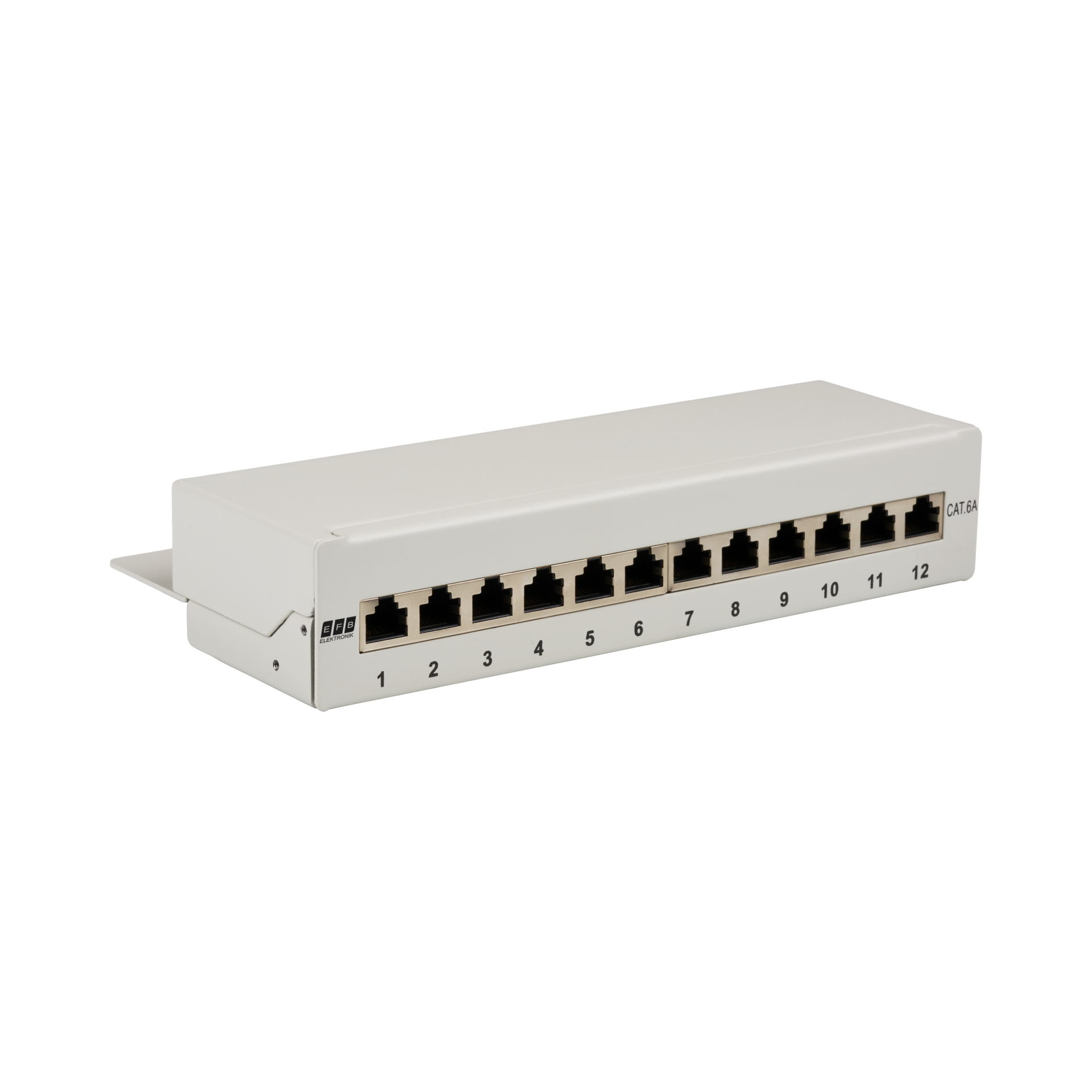 Mini-Patchpanel STP 12xRJ45 Cat.6A, 10“ 1HE, RAL7035 grau