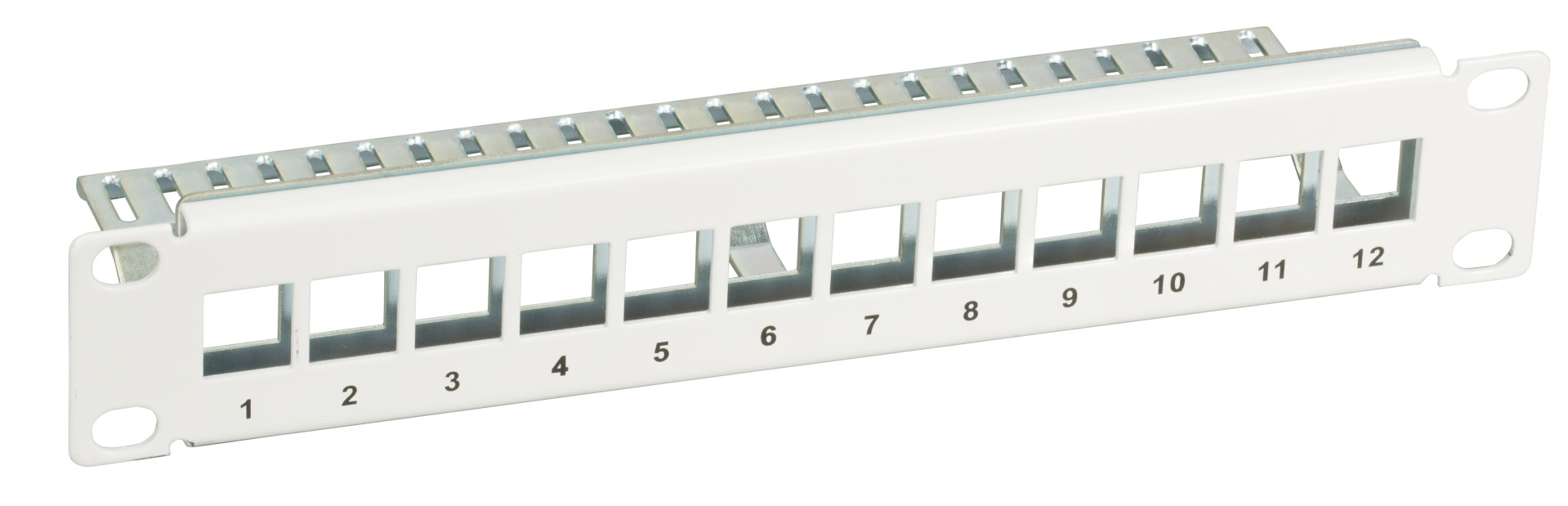 Verteilerfeld 10“ 1HE 12-Port, Metall, grau RAL7035