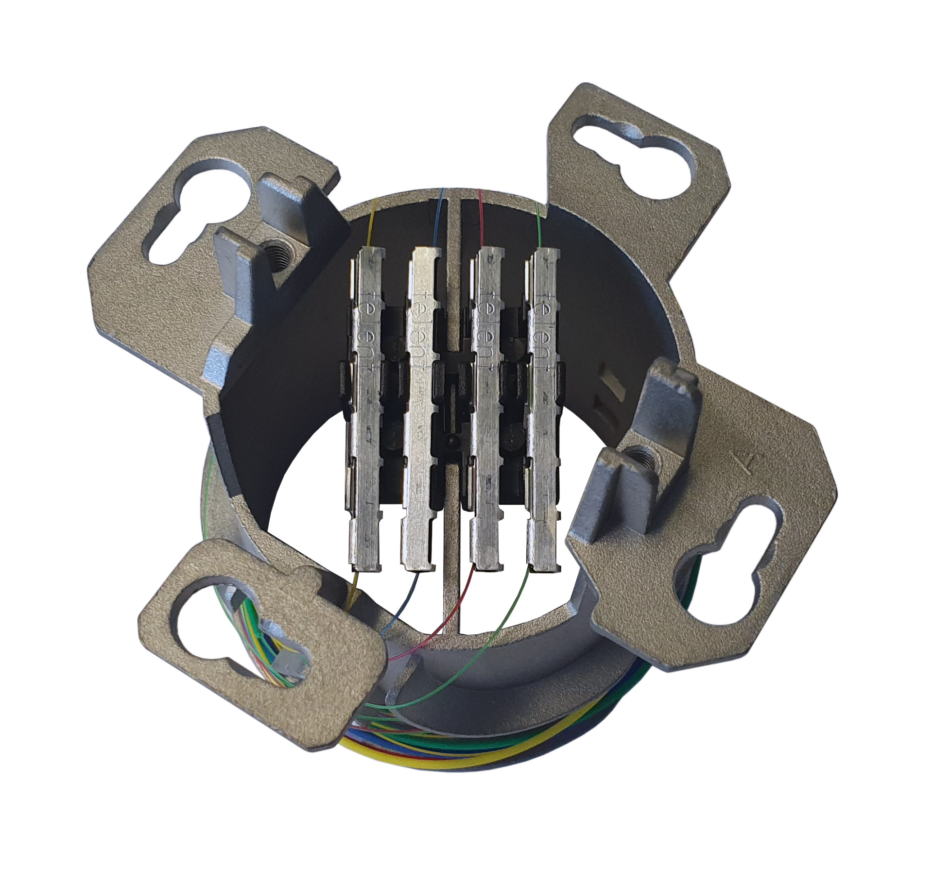 FO Datendose UP, 2 LC-D Kupplungen OS2 mit Shutter, integrierter Spleißhalter