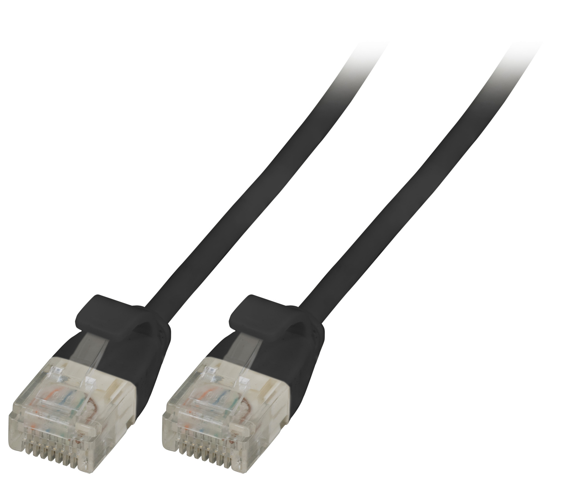 RJ45 Patchkabel U/UTP, Cat.6A, Rohkabel TPE 3,6mm ultraflex, 0,15m, schwarz