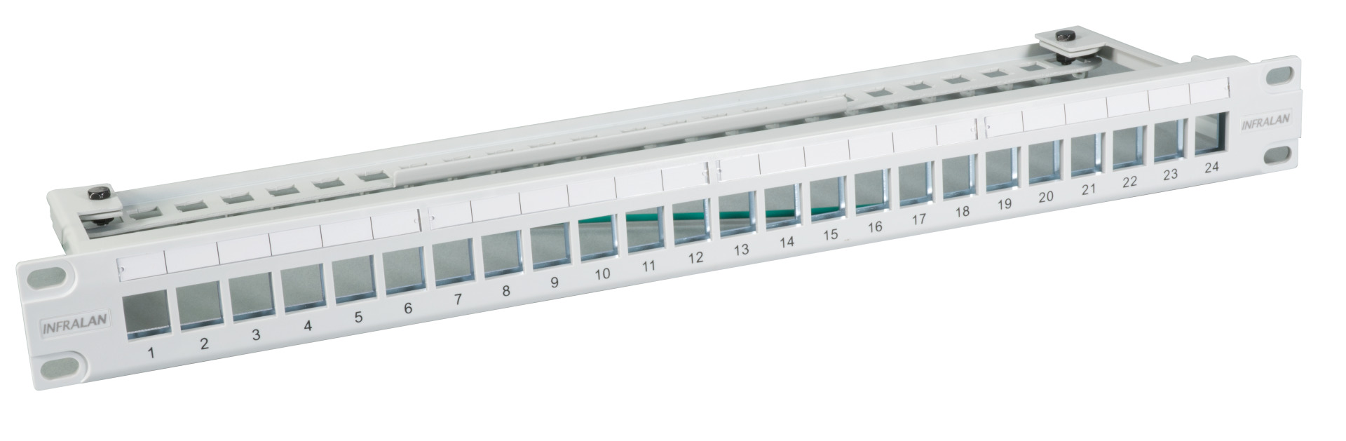 INFRALAN® Verteilerfeld 19“ 48-Port, 1HE, für Slimline Module, metallfarben