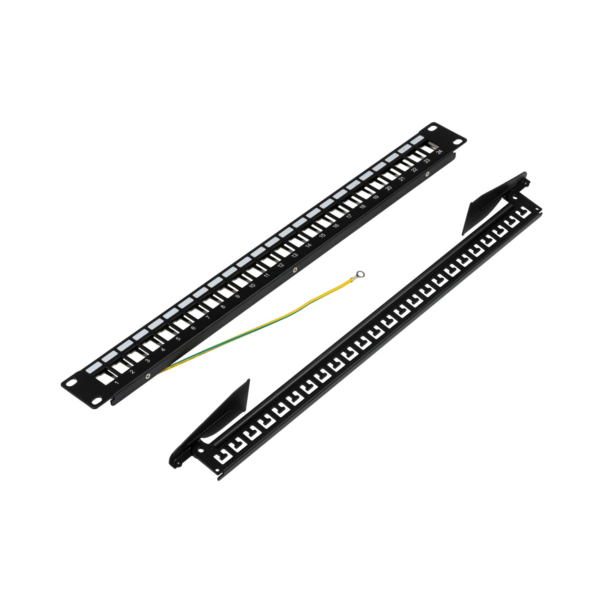 Verteilerfeld 19" 1HE, 24-Port, Metall, klappbar, schwarz RAL9005