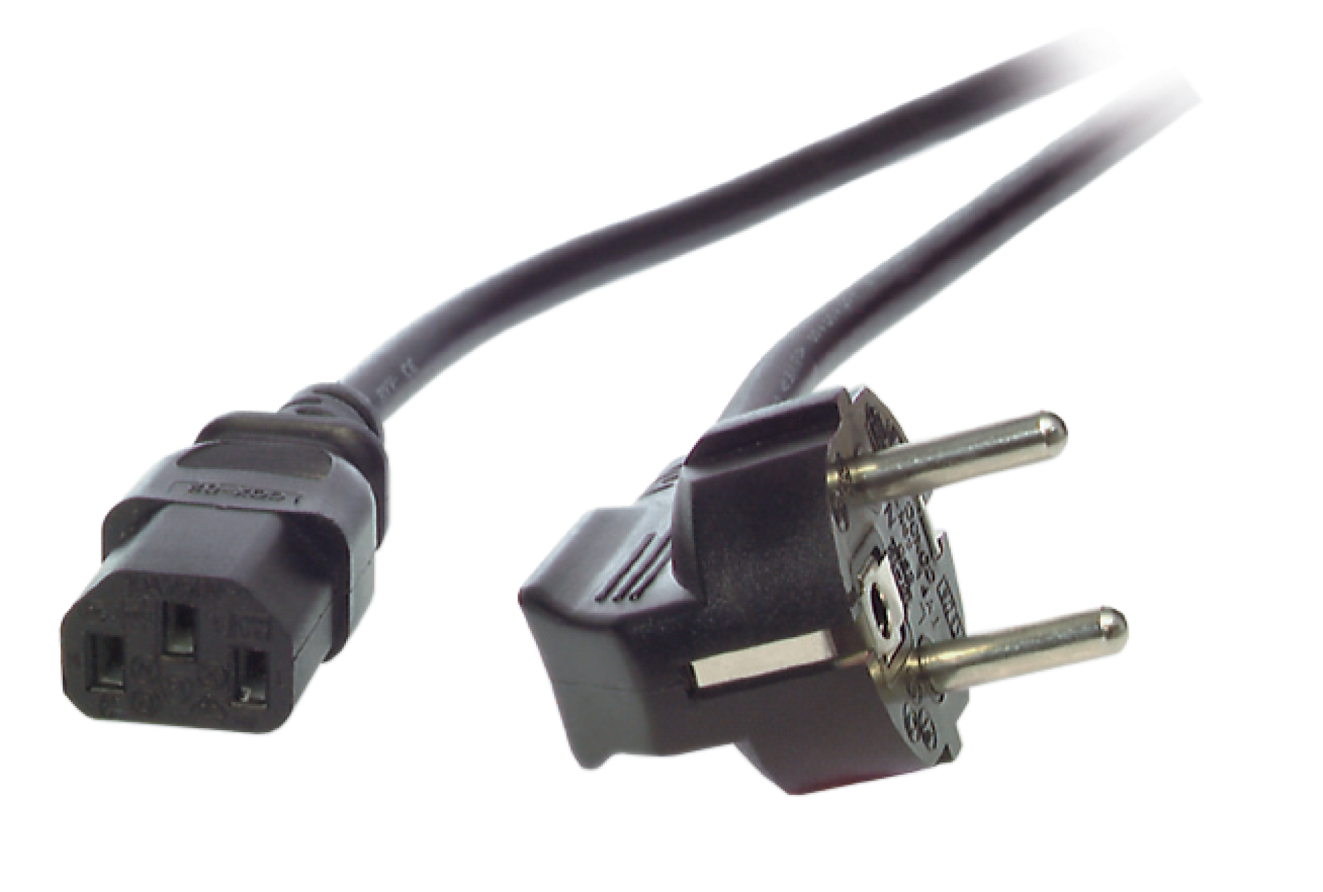 Power Cable CEE7/7 90° - C13 180°, Black 3.0 m, 3 x 1.00 mm²