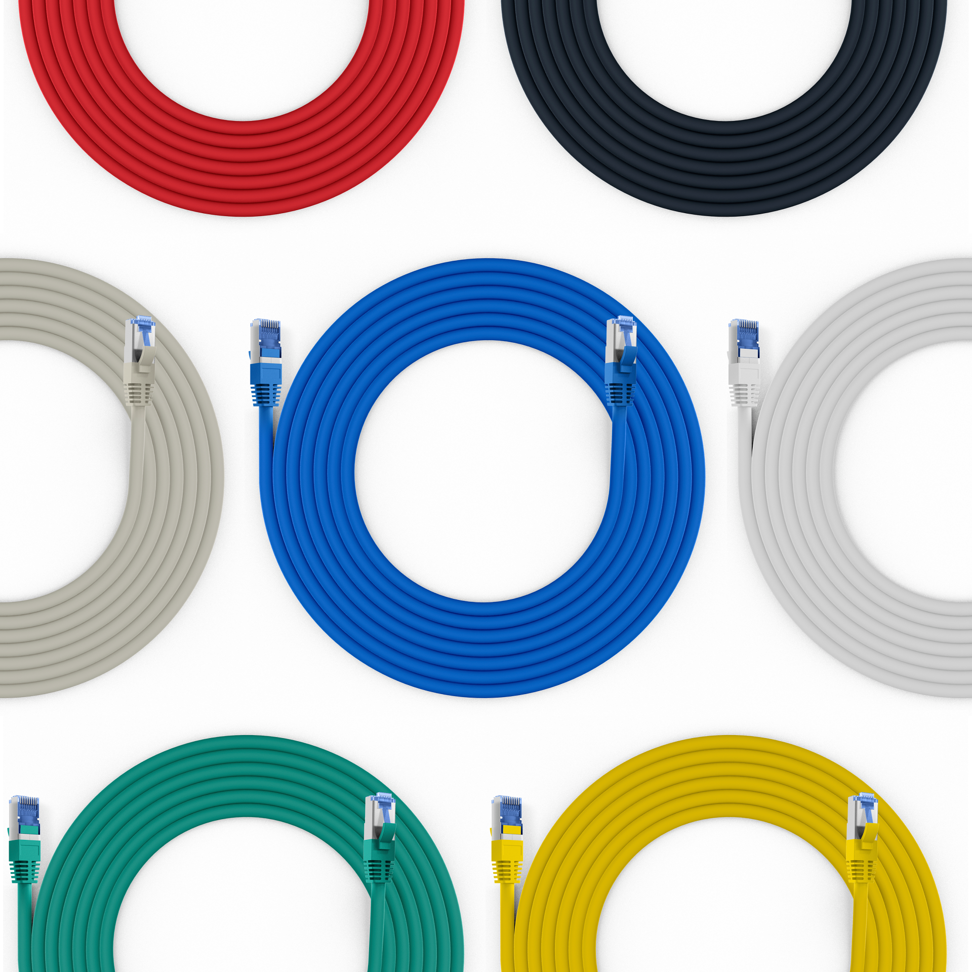 RJ45 Patch Cord Cat.6A S/FTP TPE Cat.7 raw cable superflex blue 5m