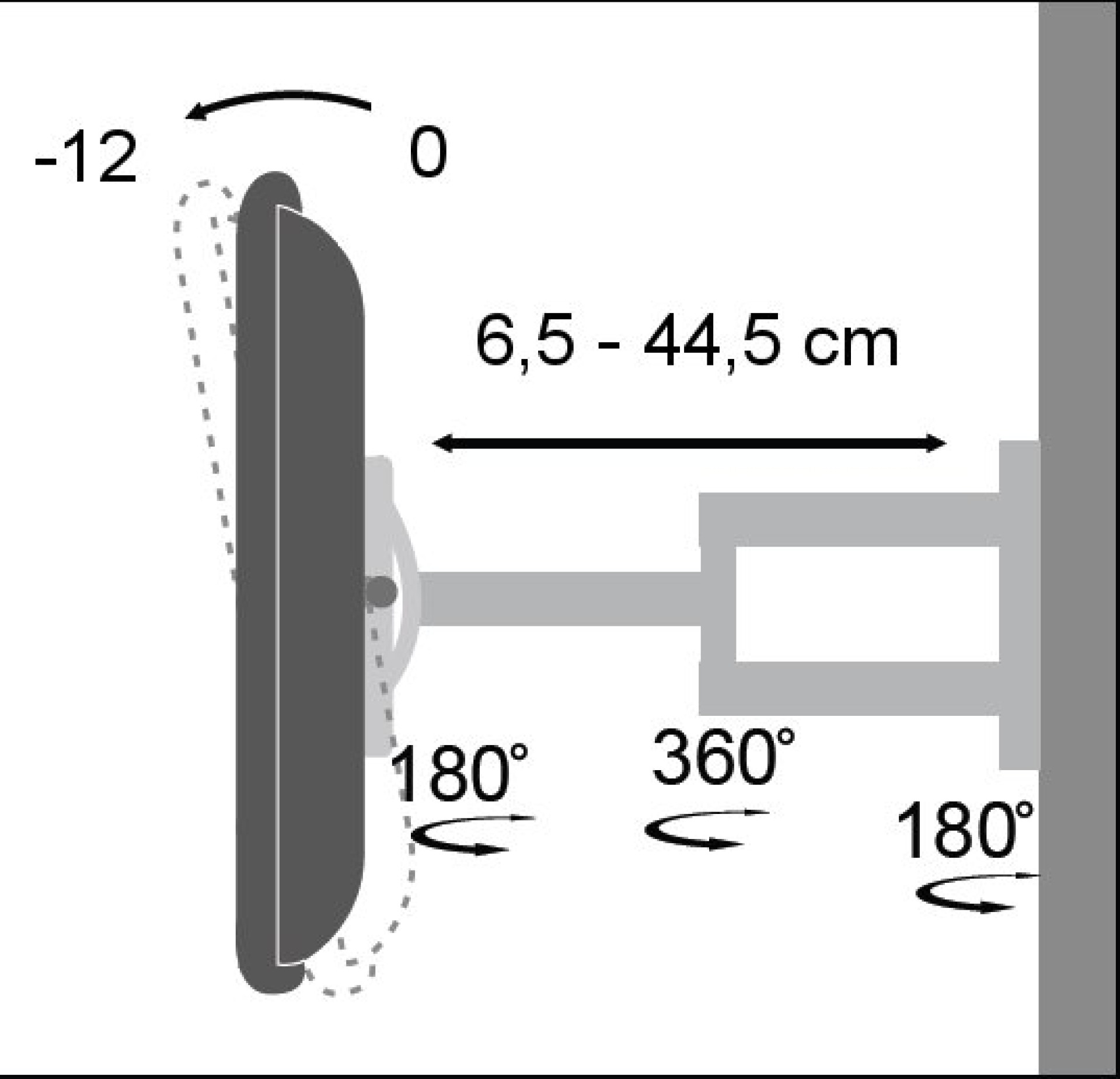 Wandhalterung für LCD TV LED 19"-37" neigbar drehbar 3 Gelenke, weiß