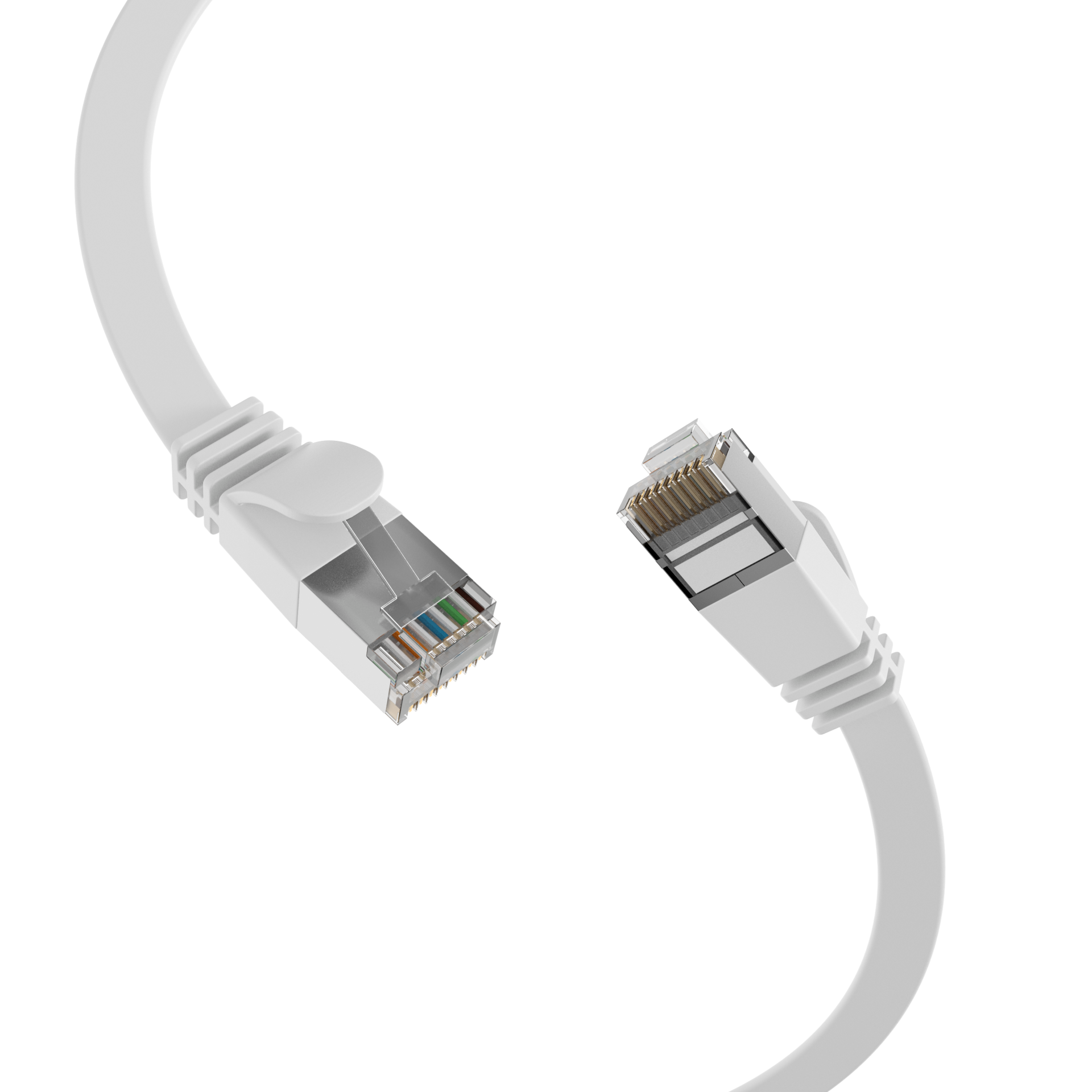 RJ45 Flat Patch Cord Cat.6A U/FTP PVC white 3m