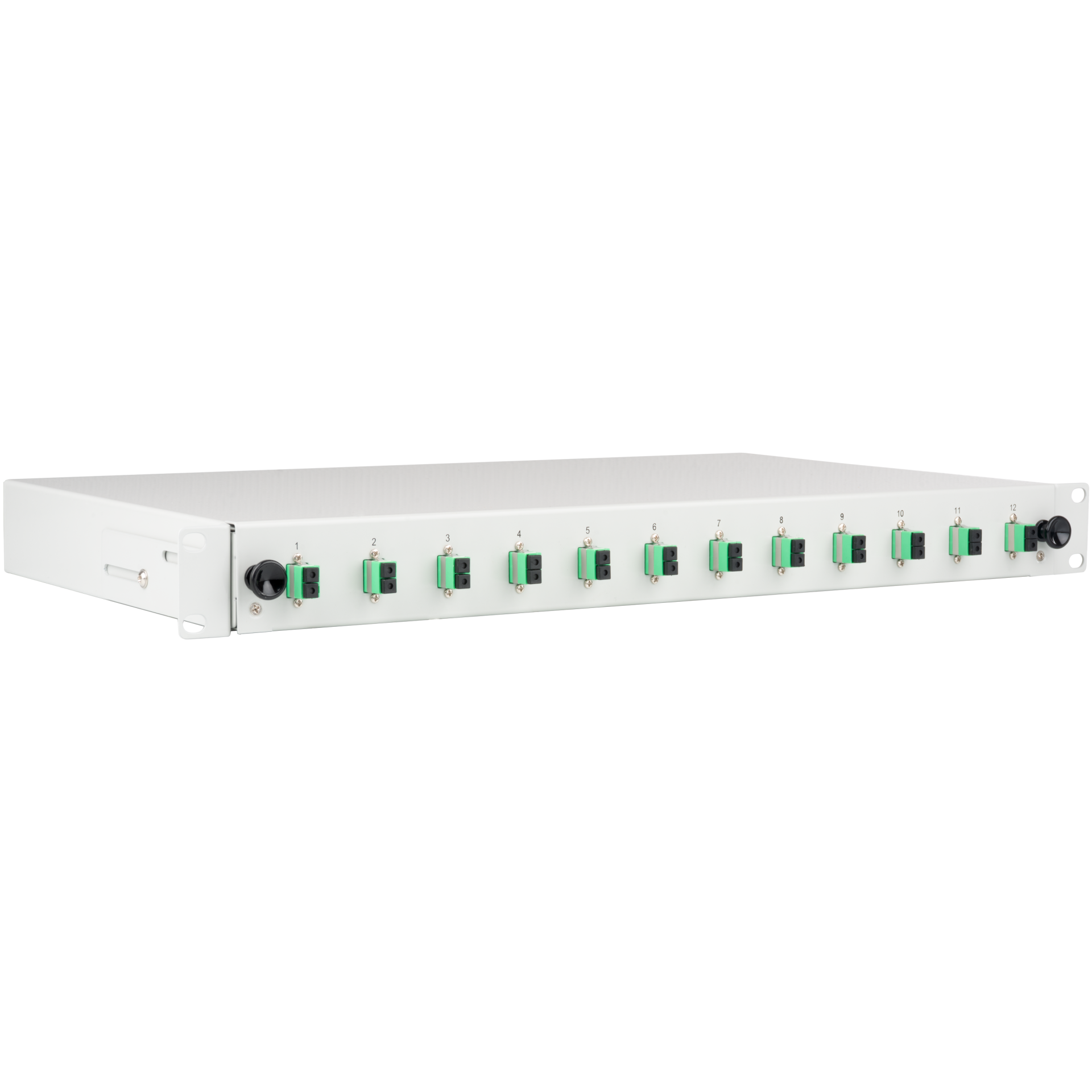 Splice box gy sliding LC/APC OS2 12x fanout pigtails and 6x duplex adapter