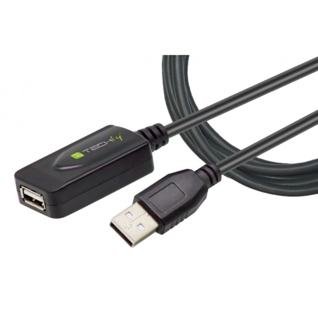 USB-A High speed Extension, active, Black, 5m