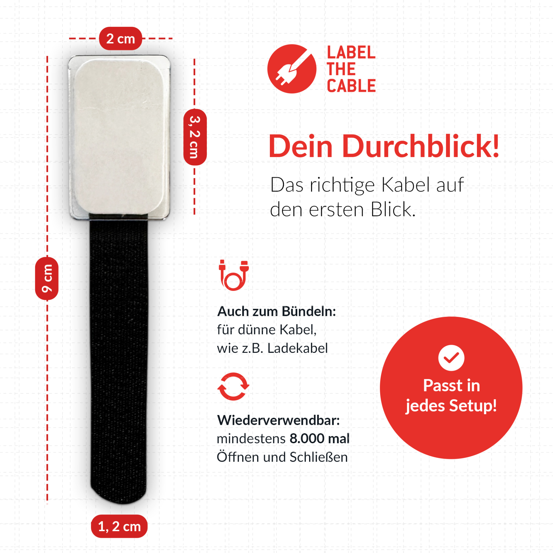 LTC MINI TAGS Kleine Klettkabelbinder mit Beschriftungstafeln 10 Stk Set schwarz