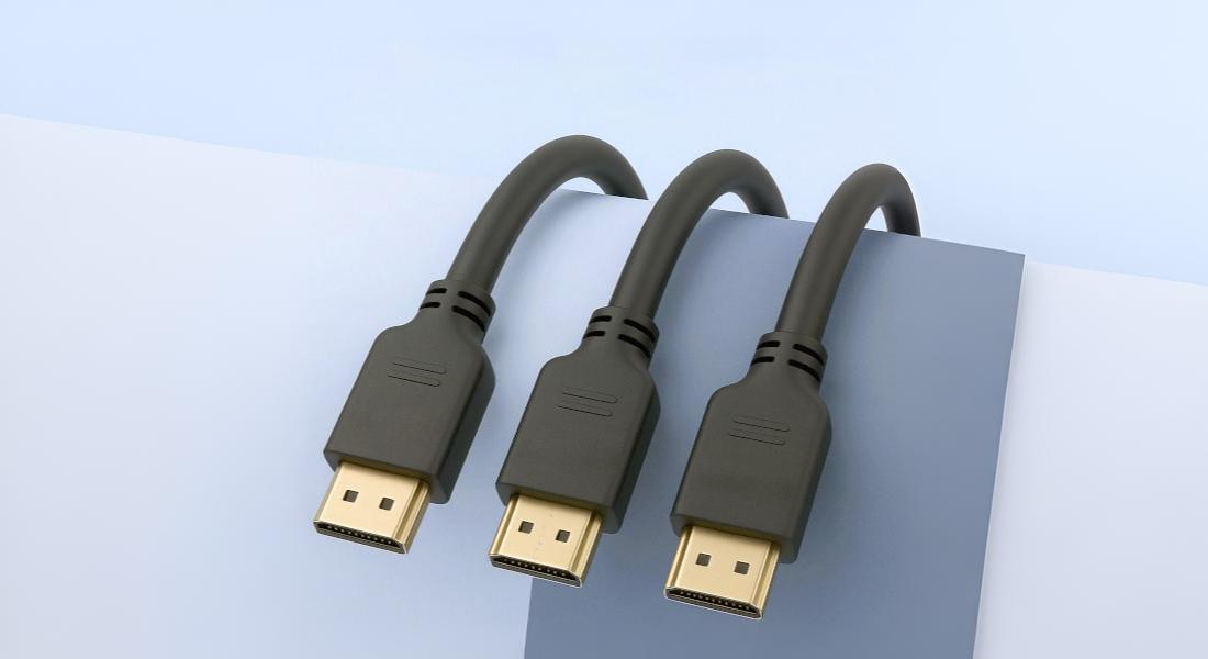 Drei schwarze HDMI-Kabel mit vergoldeten Steckern – hochwertige Signalübertragungslösung von EFB-Elektronik für AV- und IT-Anwendungen