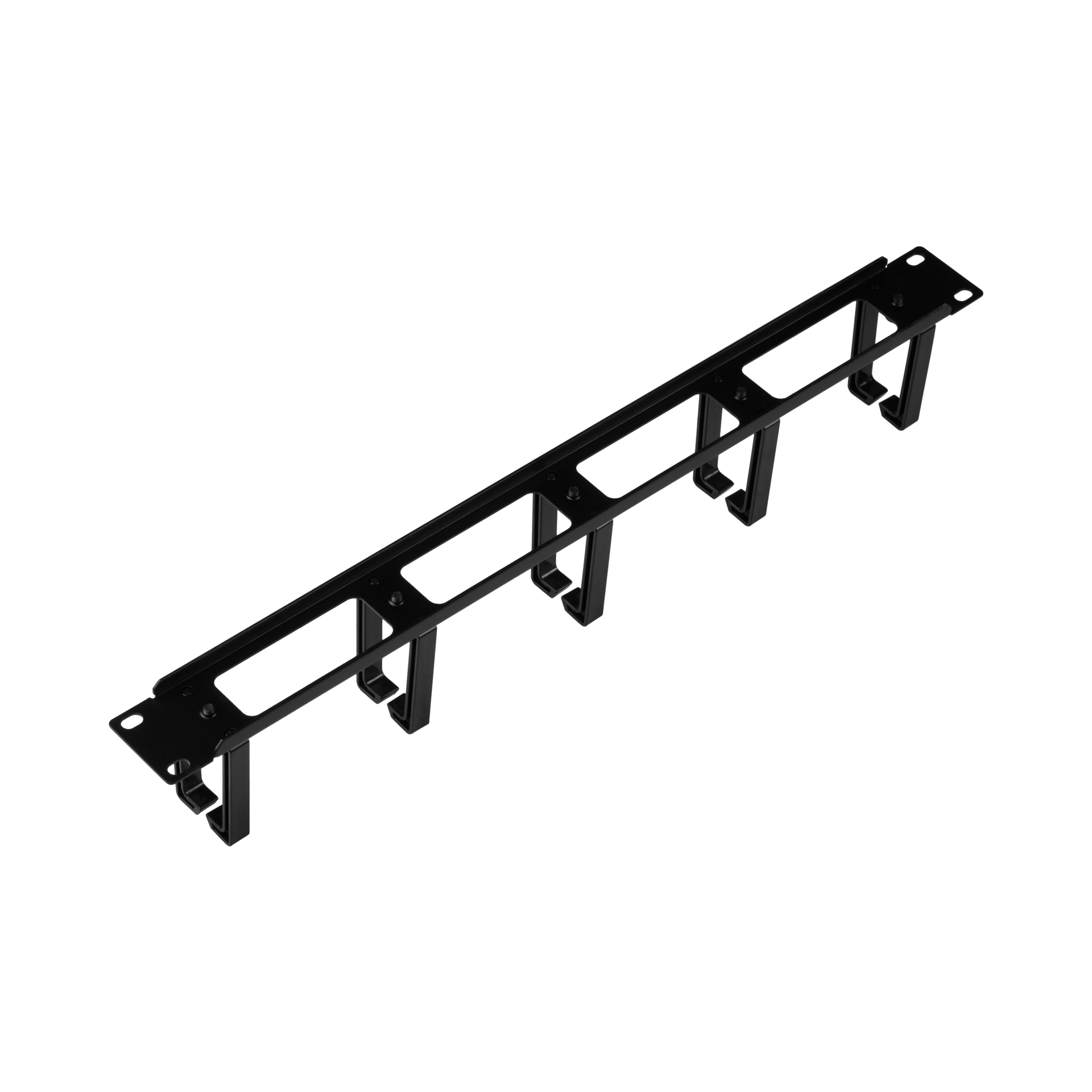 19“ 1U Cable Management Panel, 4 Openings, 5 Brackets, Plastic RAL9005