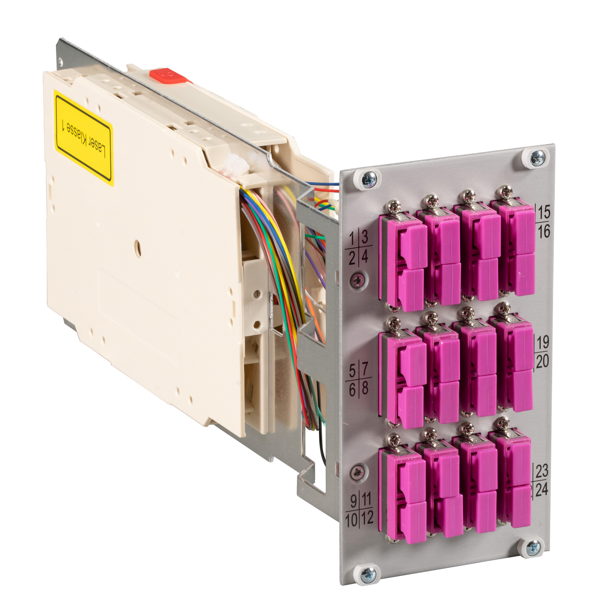 Moduleinschub 3HE/14TE, 50/125µ OM4, 12x SC Duplex erika-violett