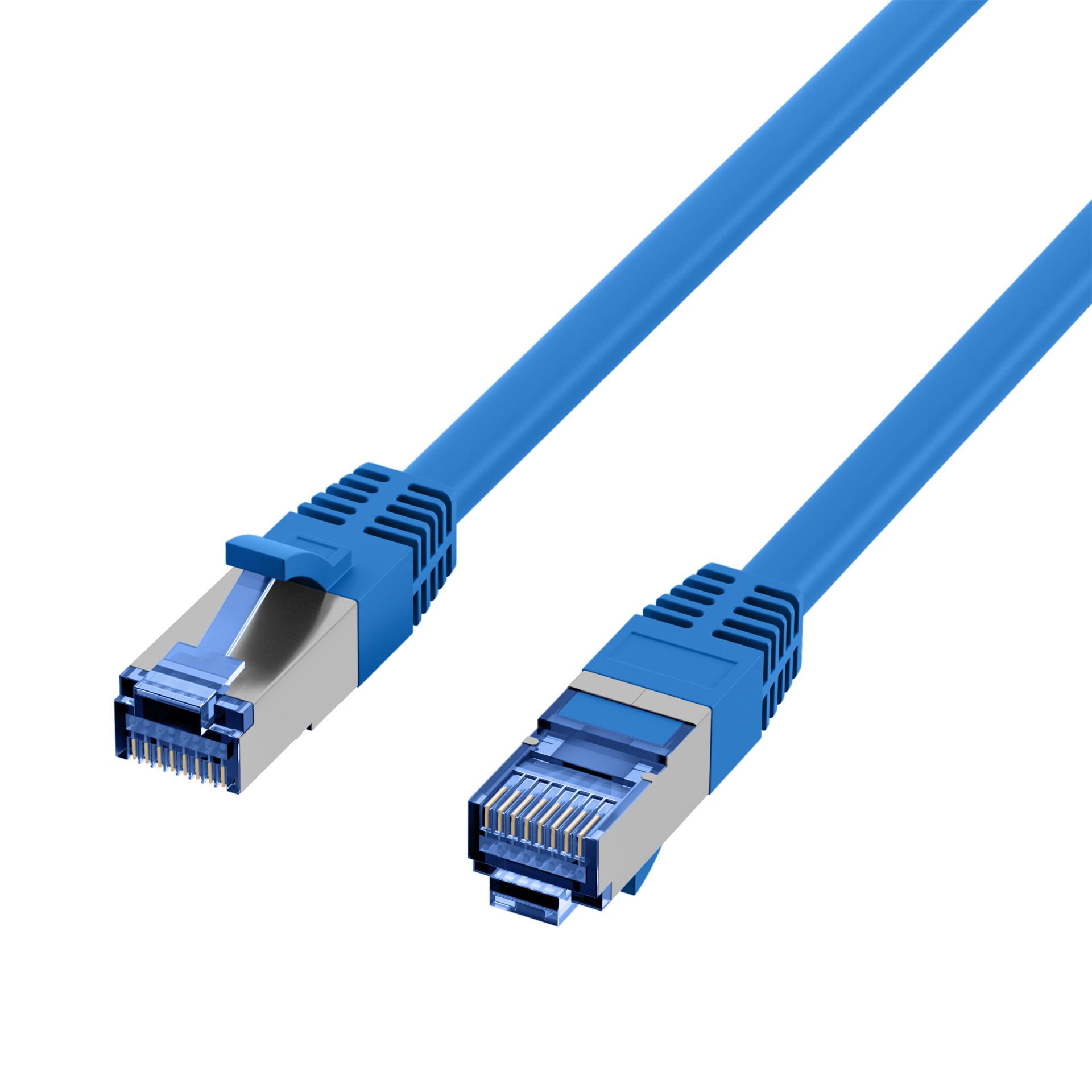 RJ45 Patch Cord Cat.6A S/FTP TPE Cat.7 raw cable superflex blue 5m