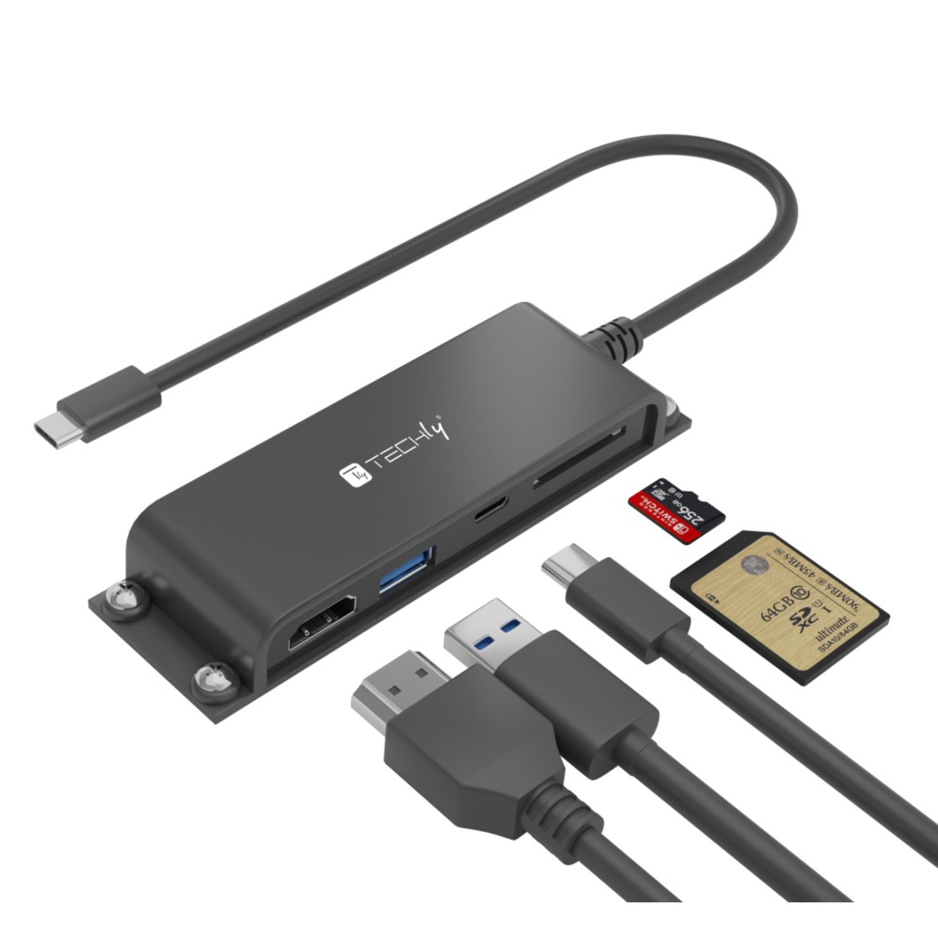 Techly docking station 5 in 1 USB-C™ HDMI hub with micro SD/SD reader