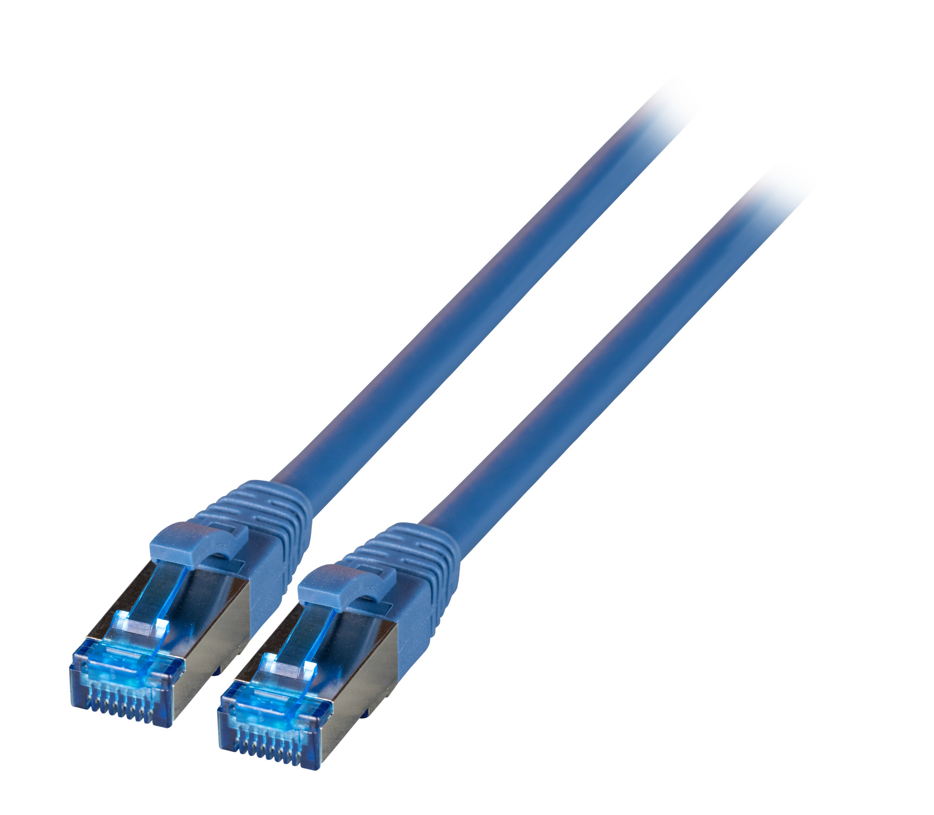 RJ45 Patchkabel S/FTP, Cat.6A, Cat.7 Rohkabel TPE superflex, 0,15m, blau