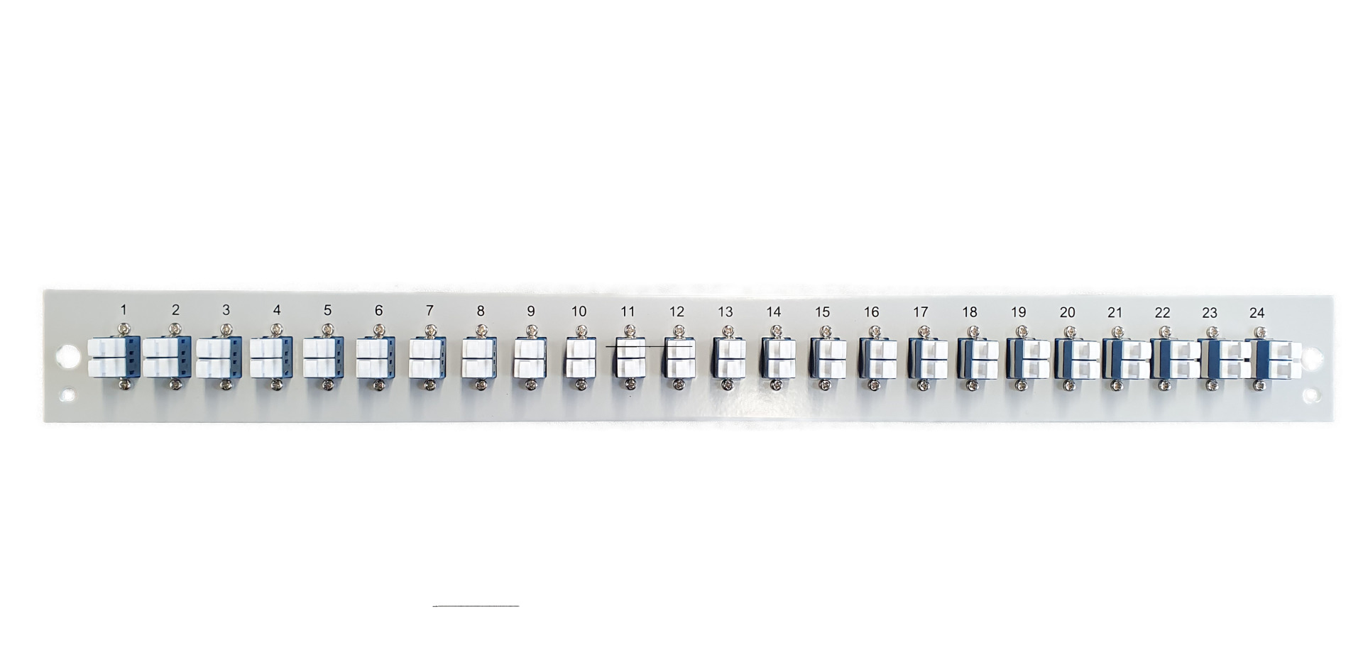 Bestückte Frontblende mit 24 x LC Duplex Kupplung OS2, schwarz