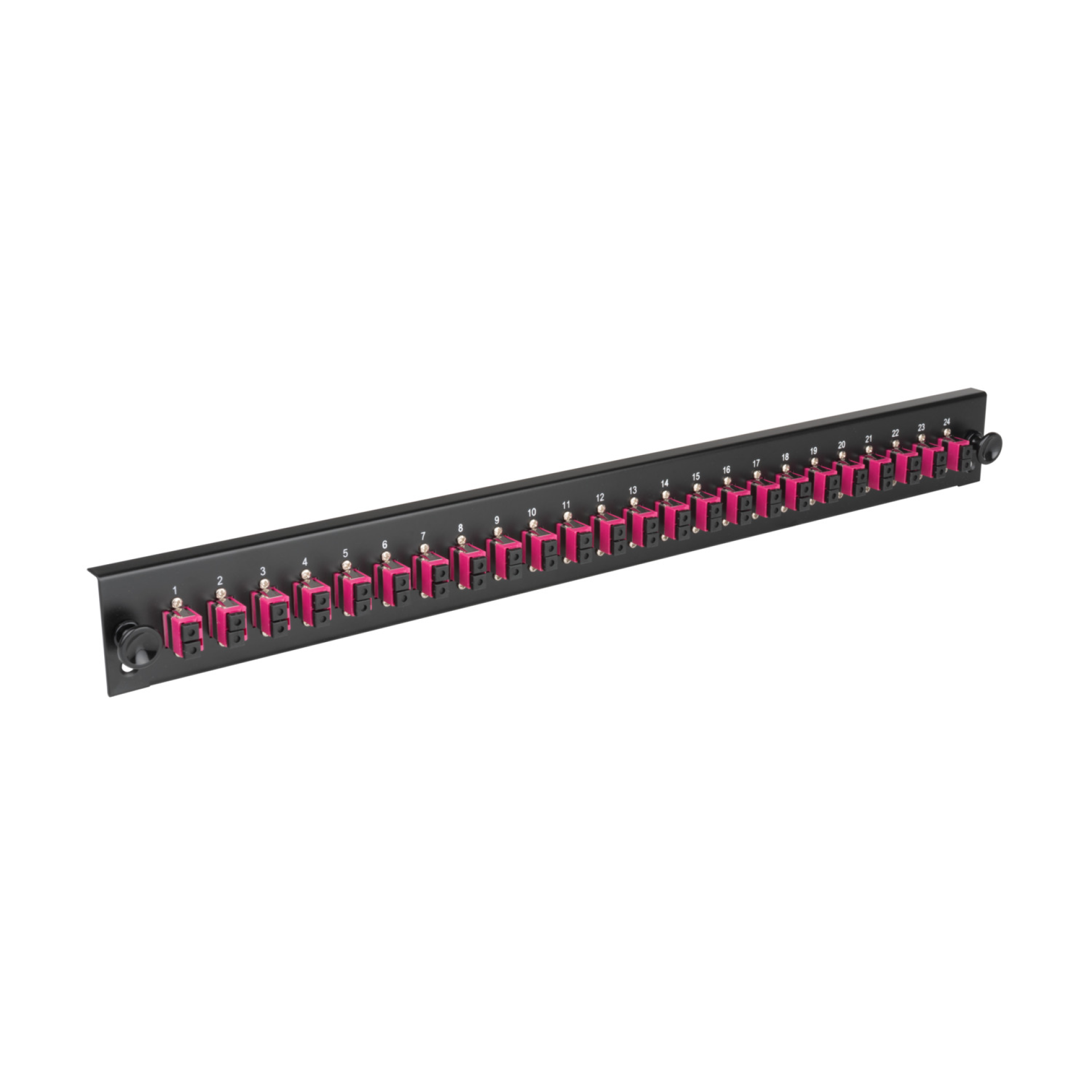 Bestückte Frontblende mit 24 x LC Duplex Kupplung OS2, schwarz