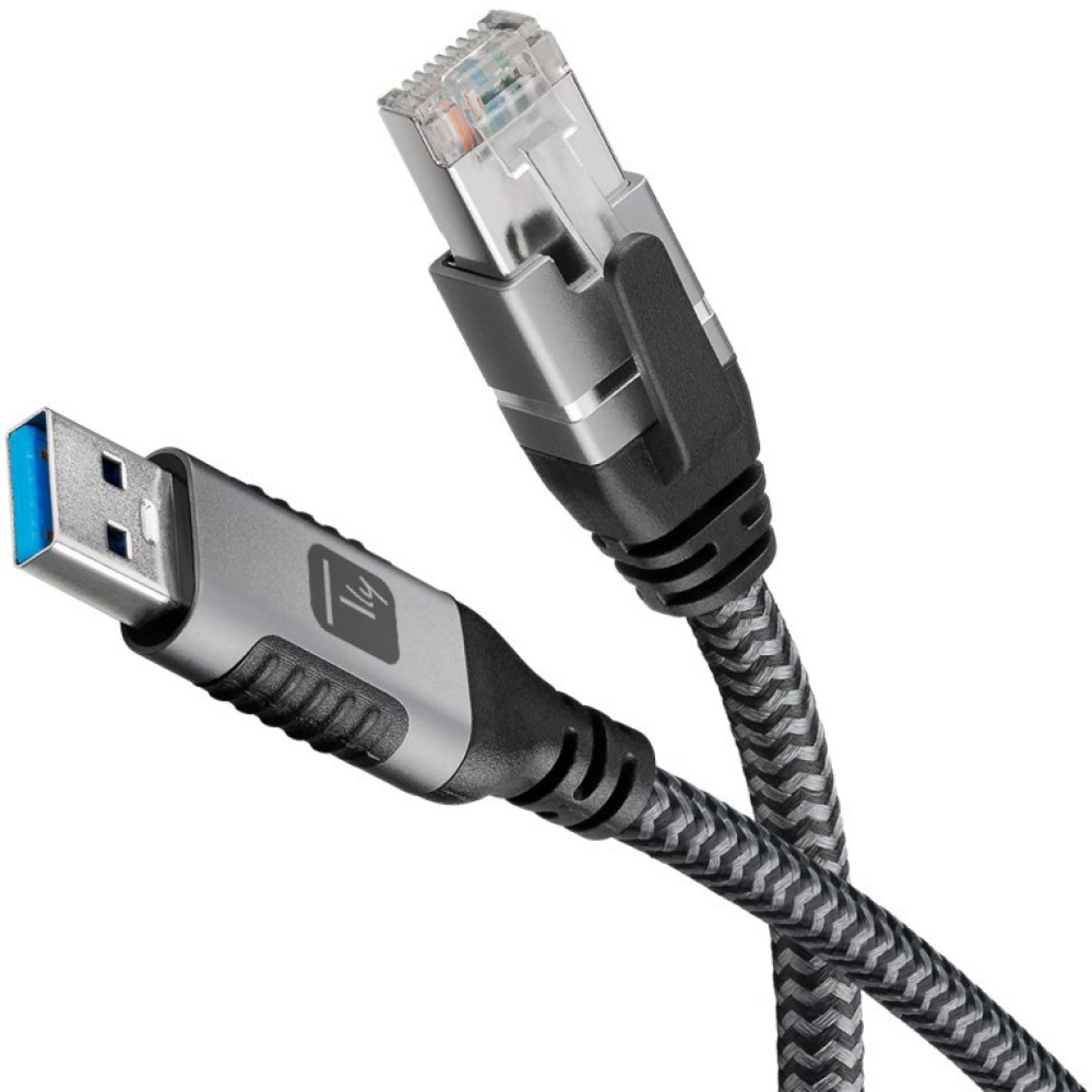 USB 3.0 Ethernet cable, A/M to RJ45/M, 2m, 1 Gbit/s active black/silver