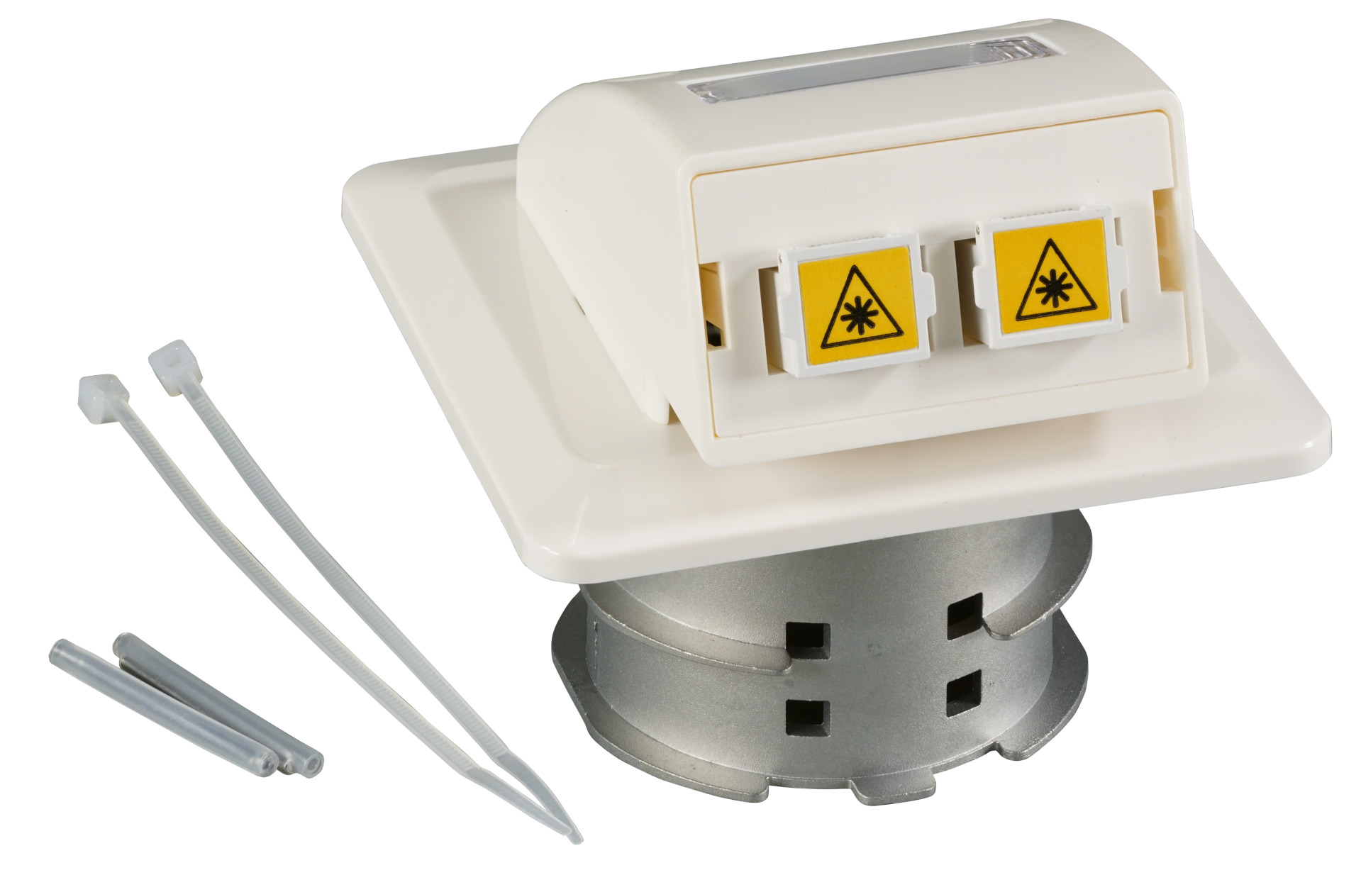 FO data outlet UP, 2 SC-S adapter OM4 with shutter, integrated splice holder