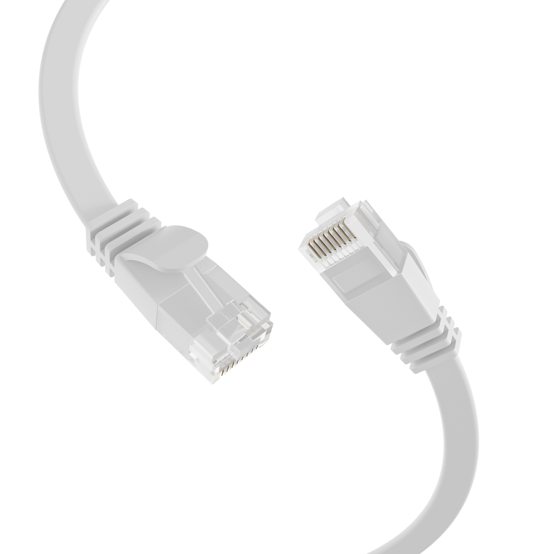 RJ45 Flachpatchkabel Cat.6A U/UTP PVC  weiß 2m