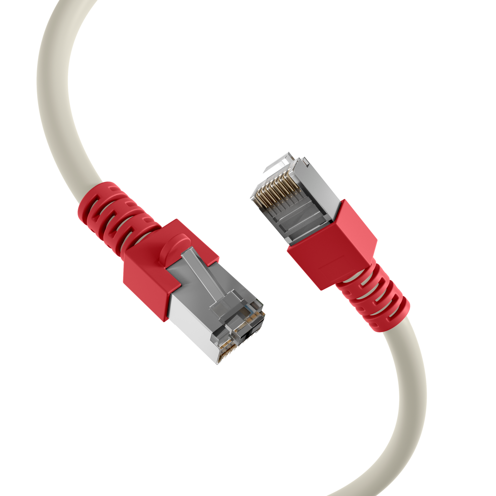 RJ45 Patchkabel Cat.5e SF/UTP PVC Tülle rot CCA crossed grau 15m